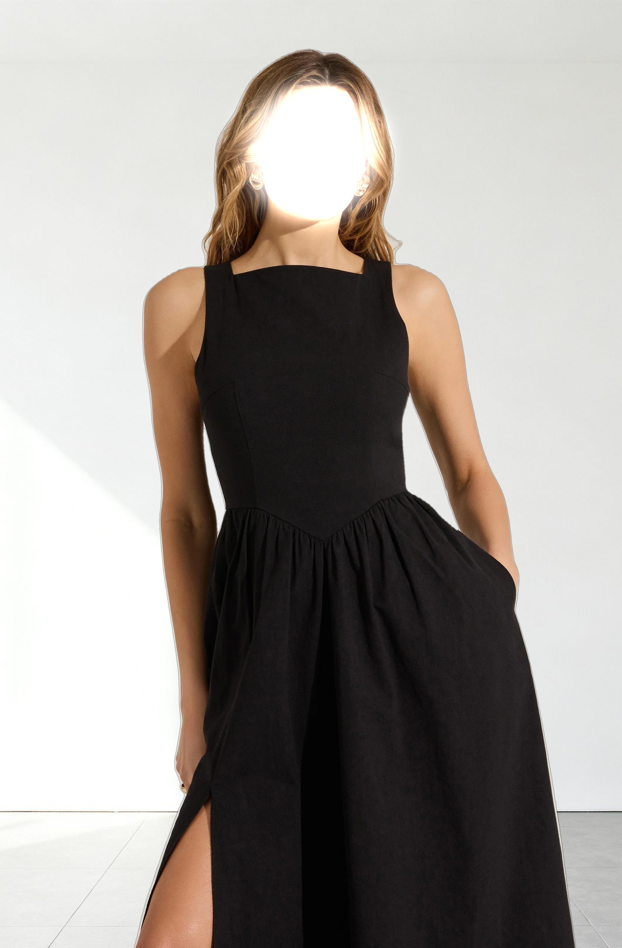 Bow Back Apron Midi Dress