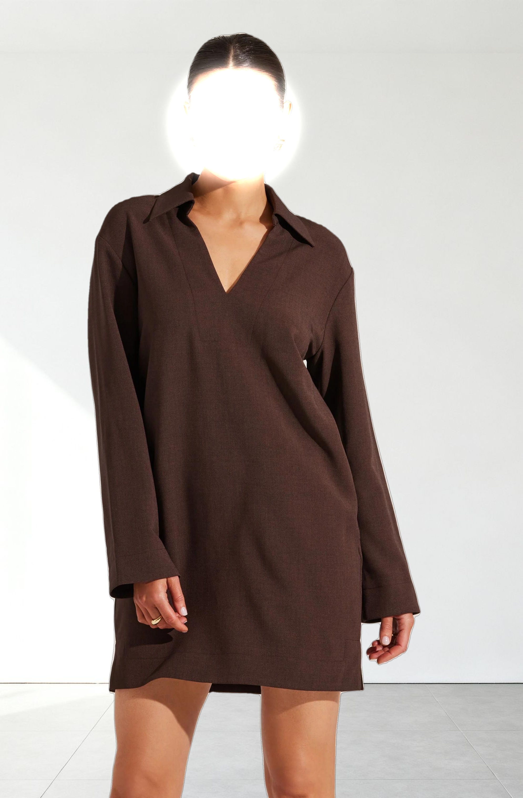 V-Neck Woven Mini Dress