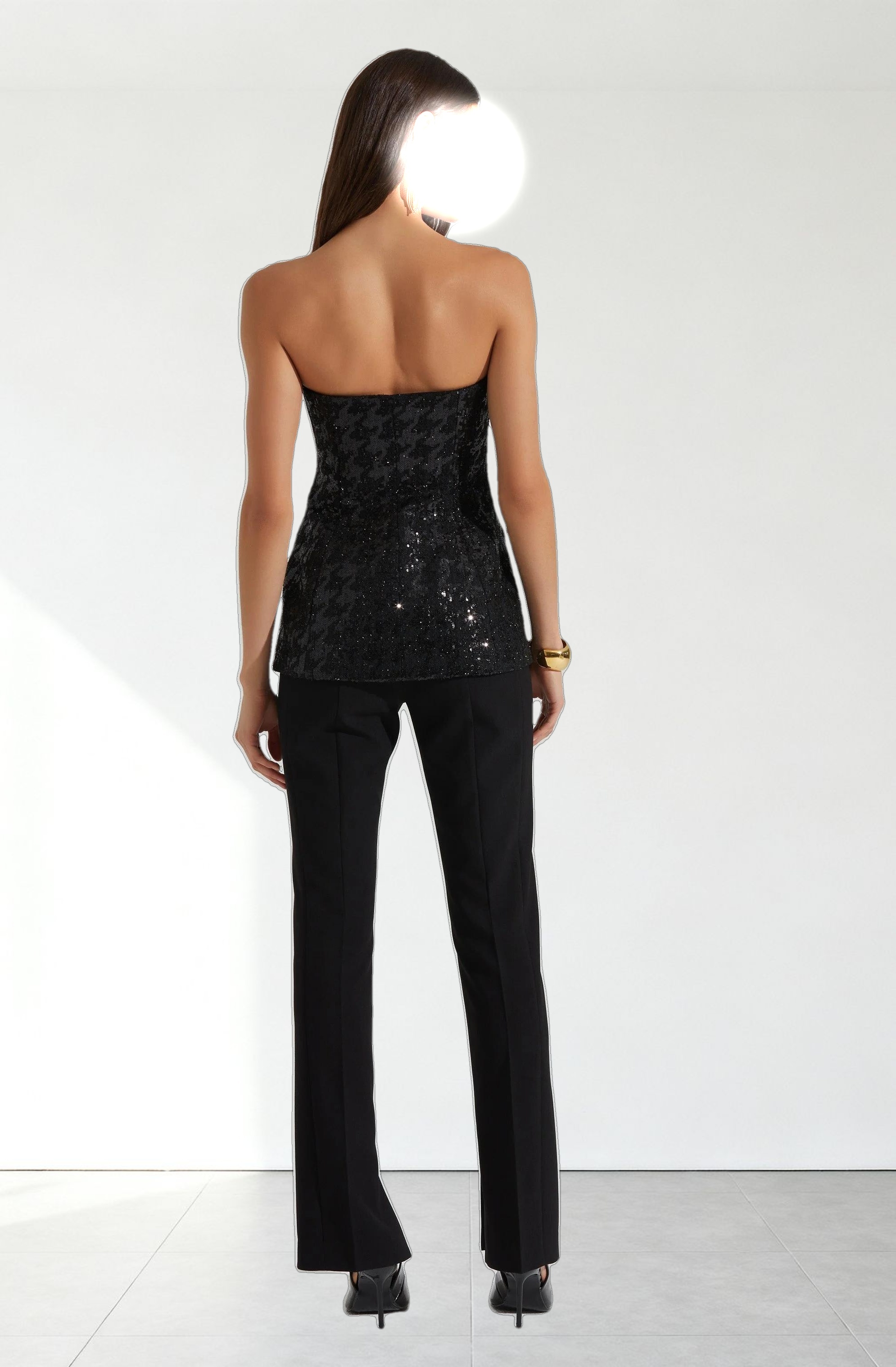 Milani Tweed Houndstooth Sequin Top