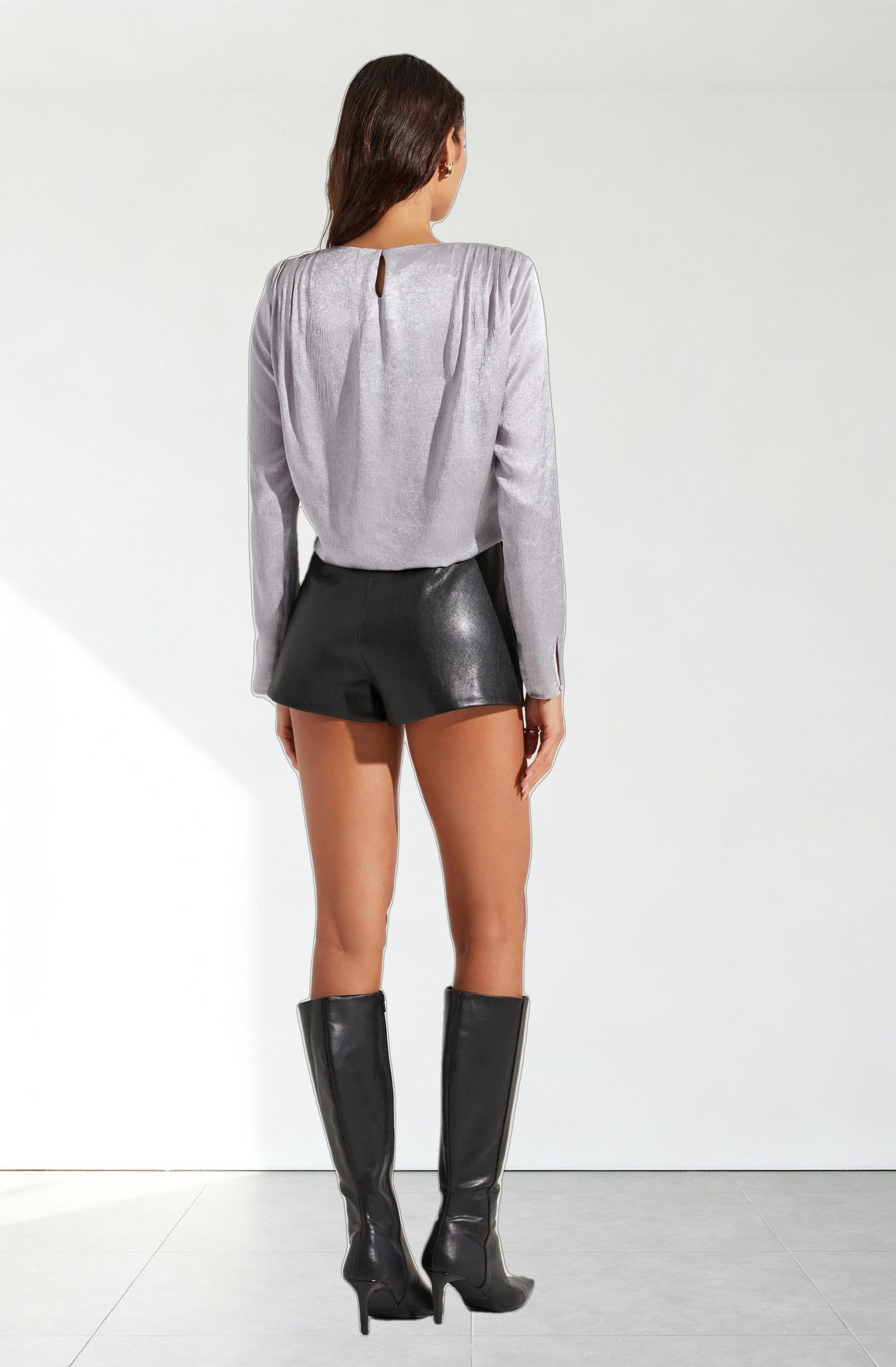 Aleannah Satin Long Sleeve Top