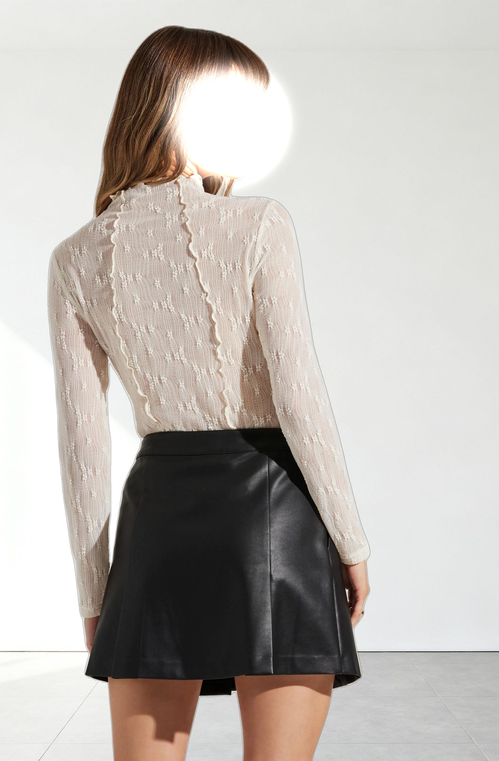 Colleen Mock Neck Lace Top