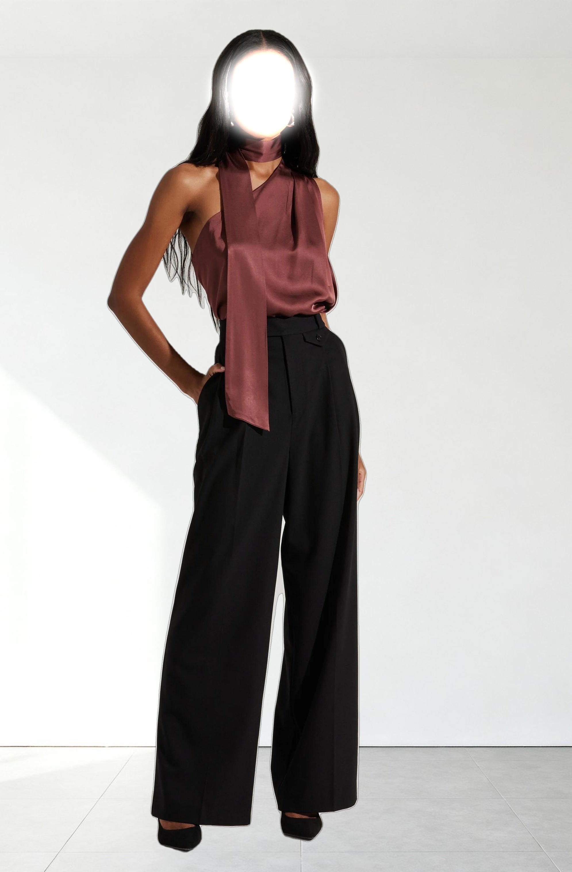 Partia Scarf Detail Asymmetric Top