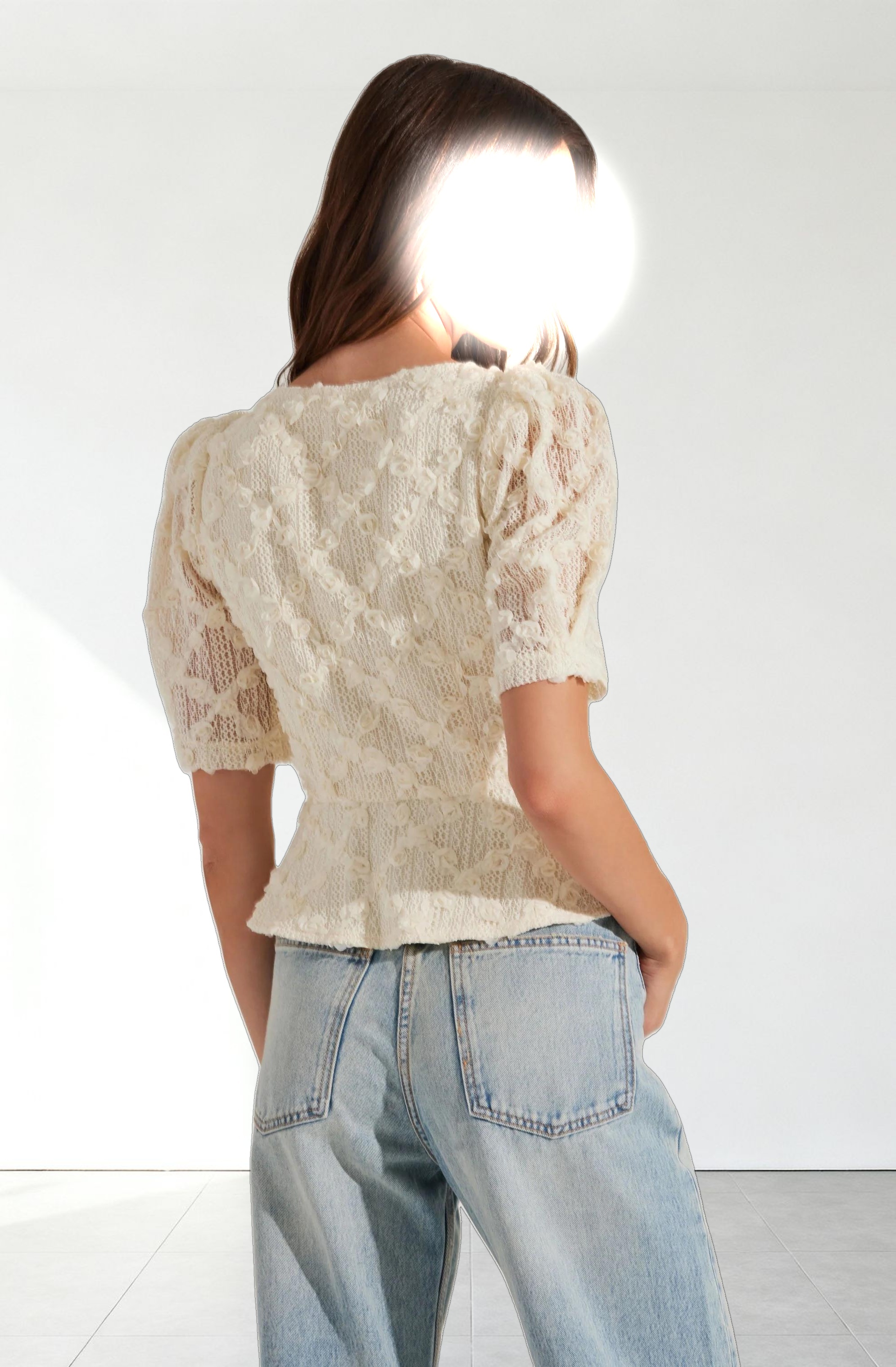 Cherian Floral Appliqué Lace Top