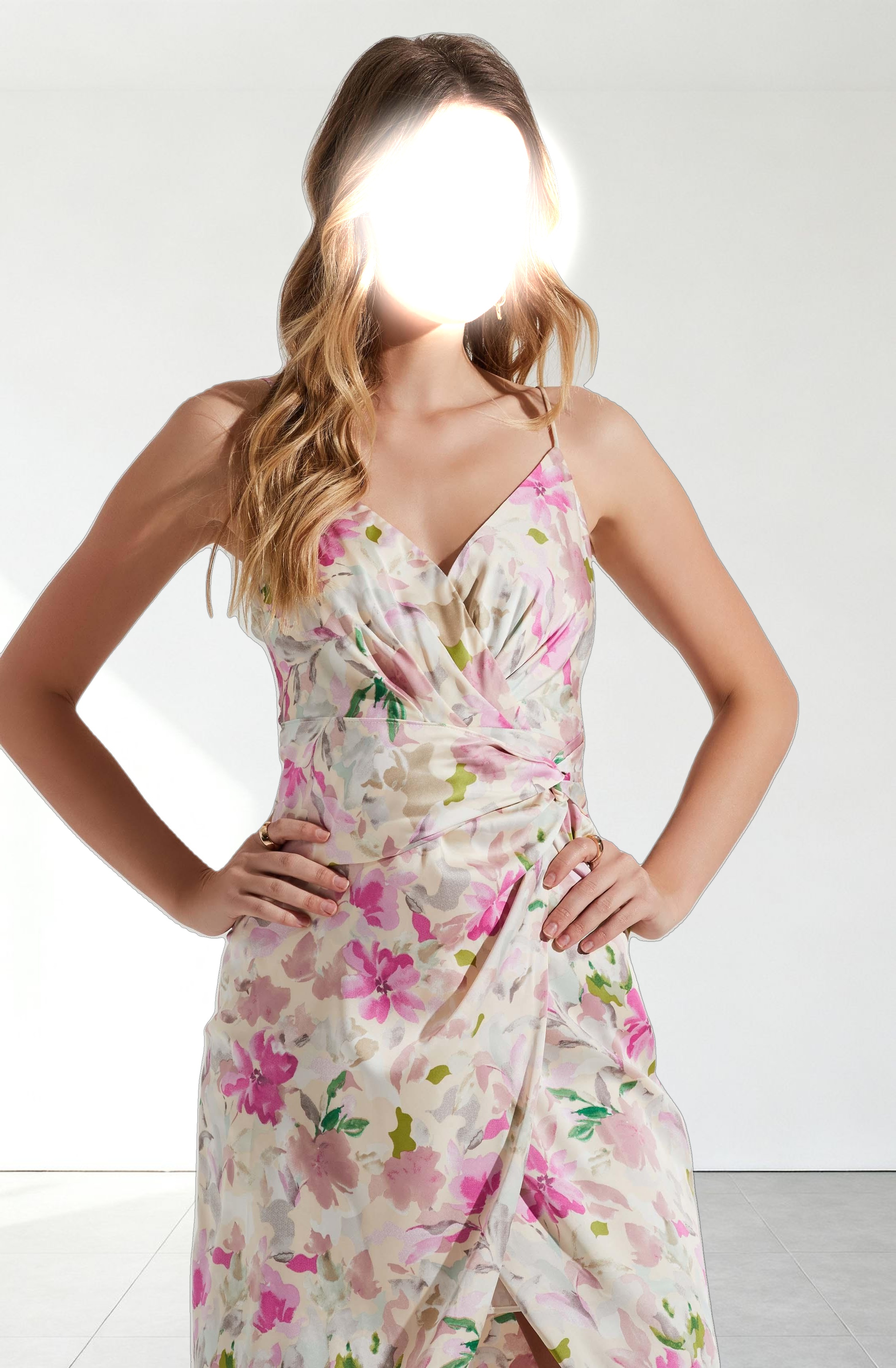 Giselle Floral Twist Front Midi Dress