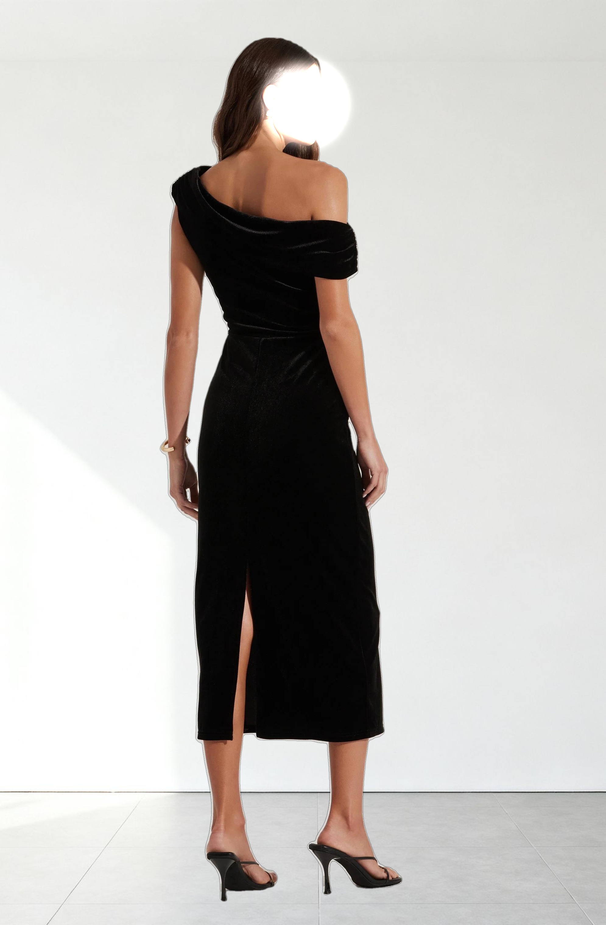 Velvet Off Shoulder Midi Dress