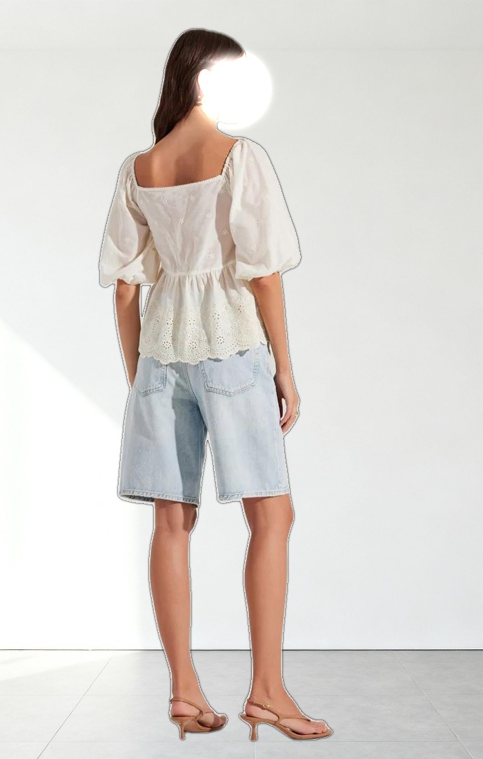 Ezmae Embroidered Tie-Front Top