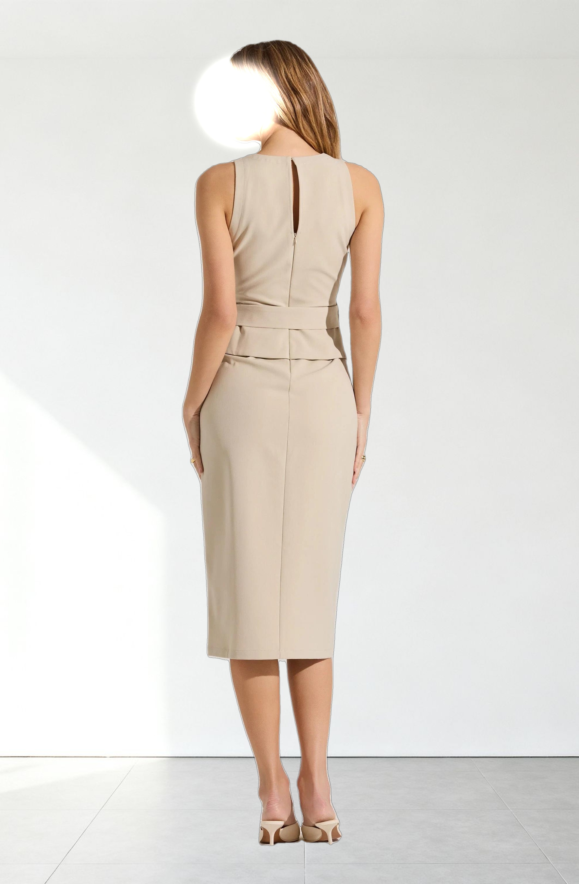 Tailored Belted Midi Dress