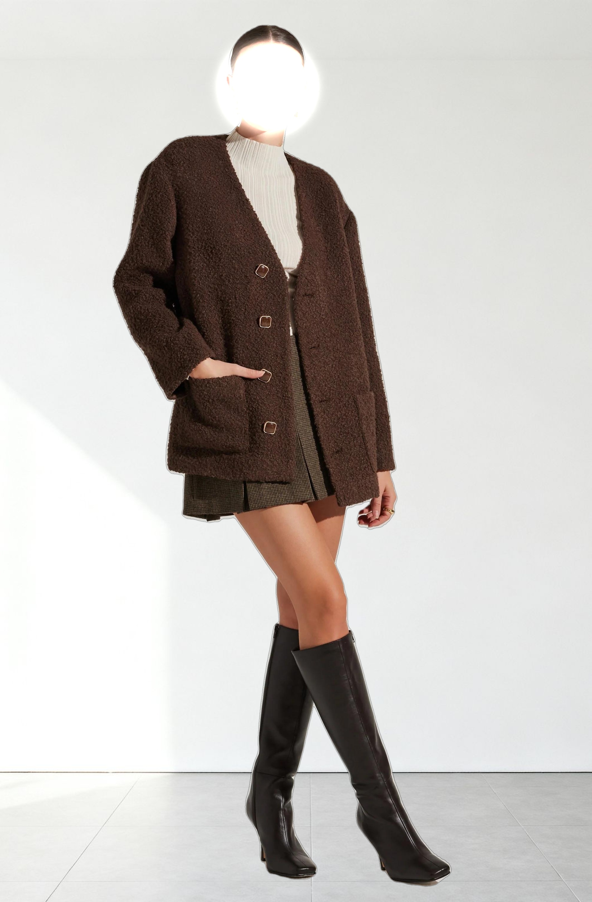 Maidy Boucle V-Neck Coat