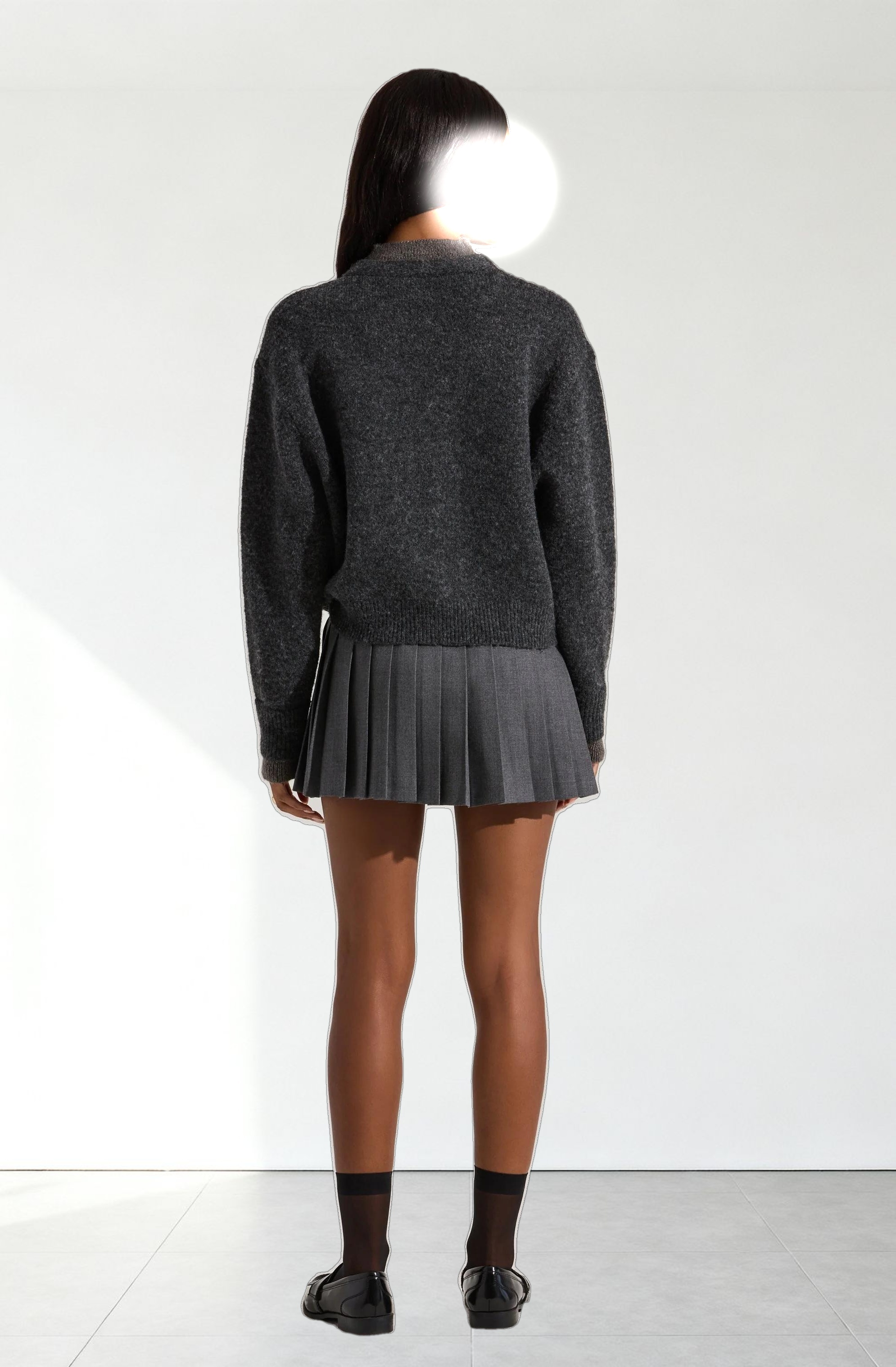 Layered Turtleneck Cardigan Sweater