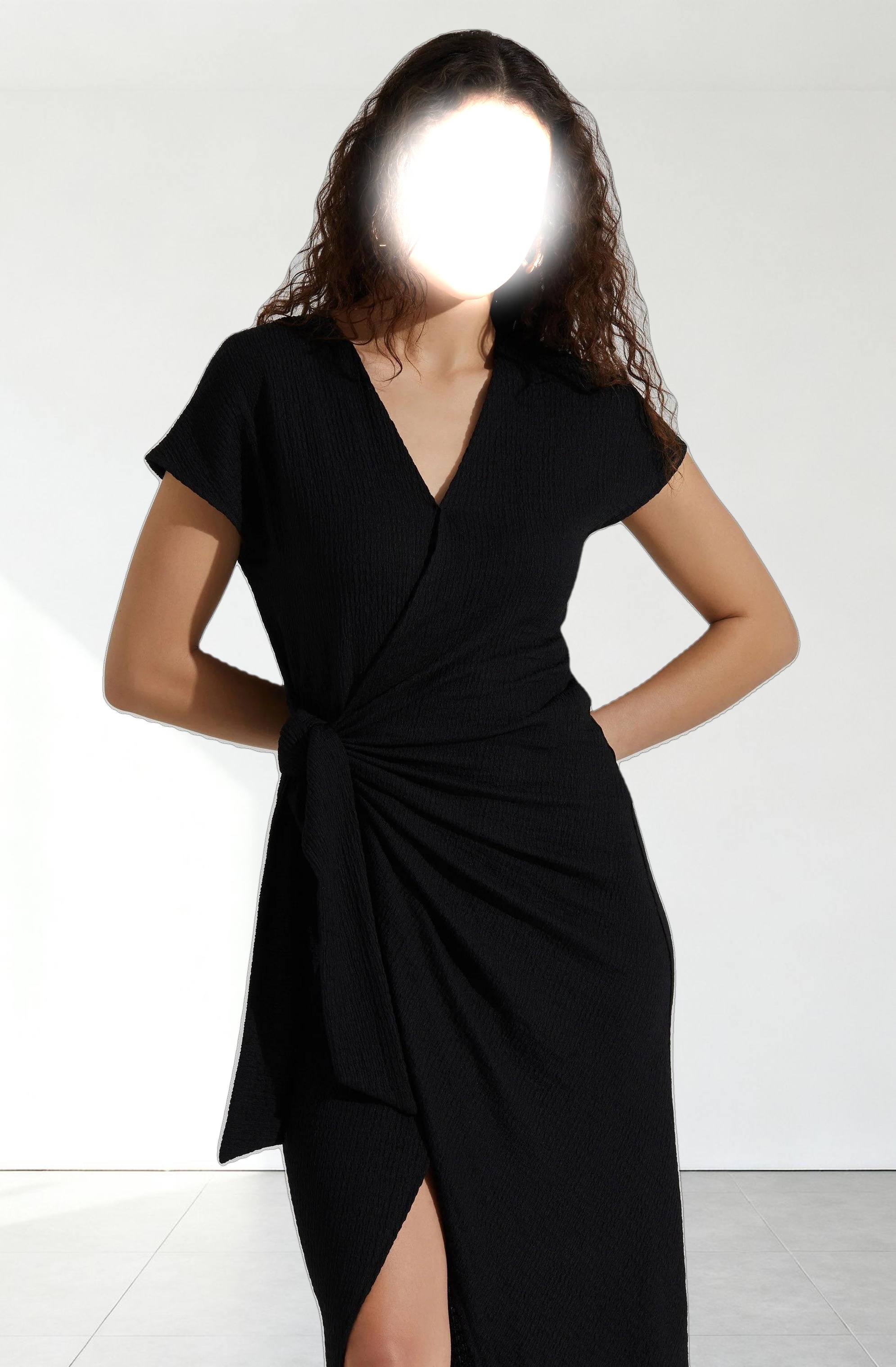 Knit Wrap Midi Dress