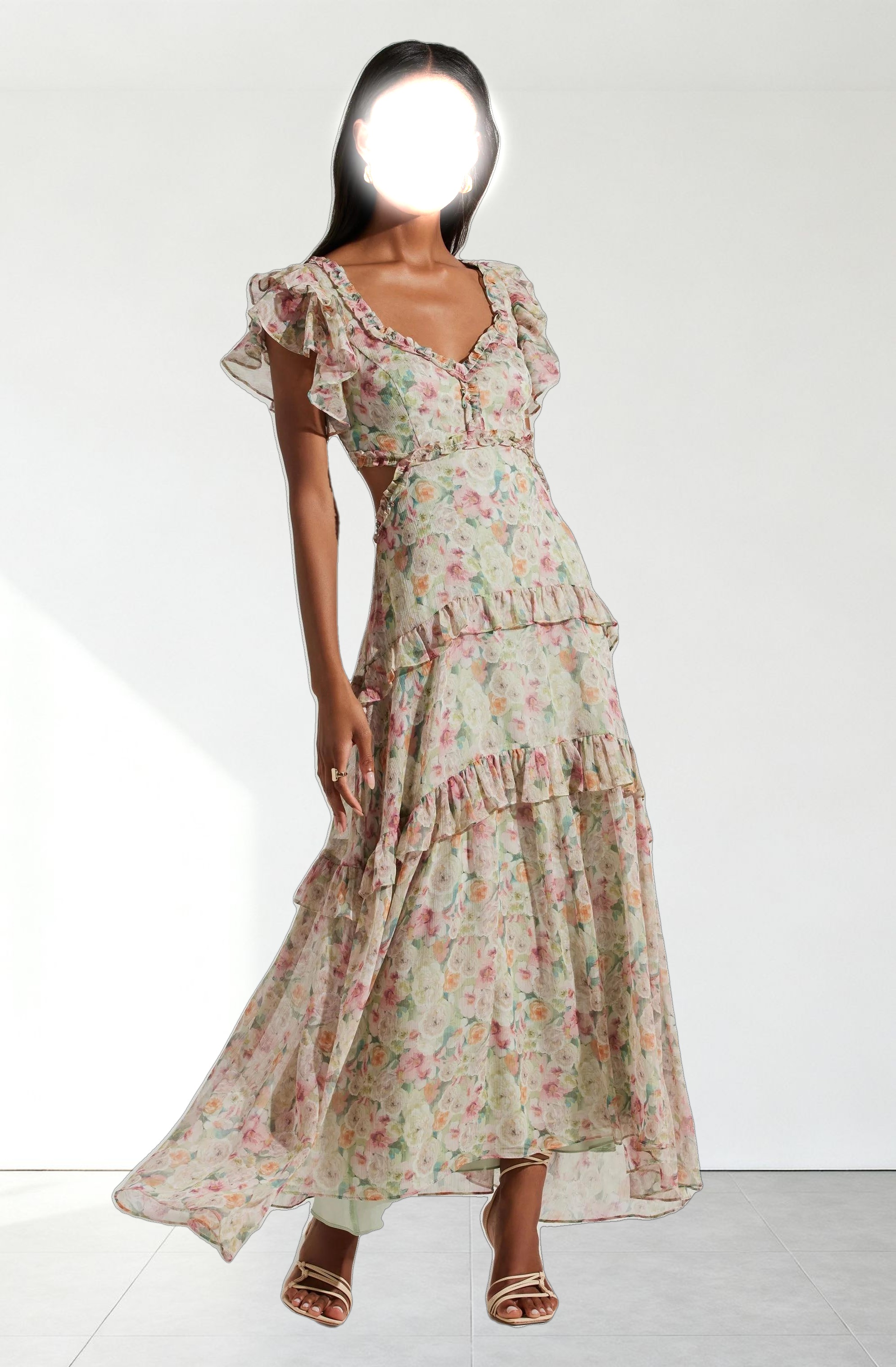 Mable Floral Tiered Ruffle Maxi Dress