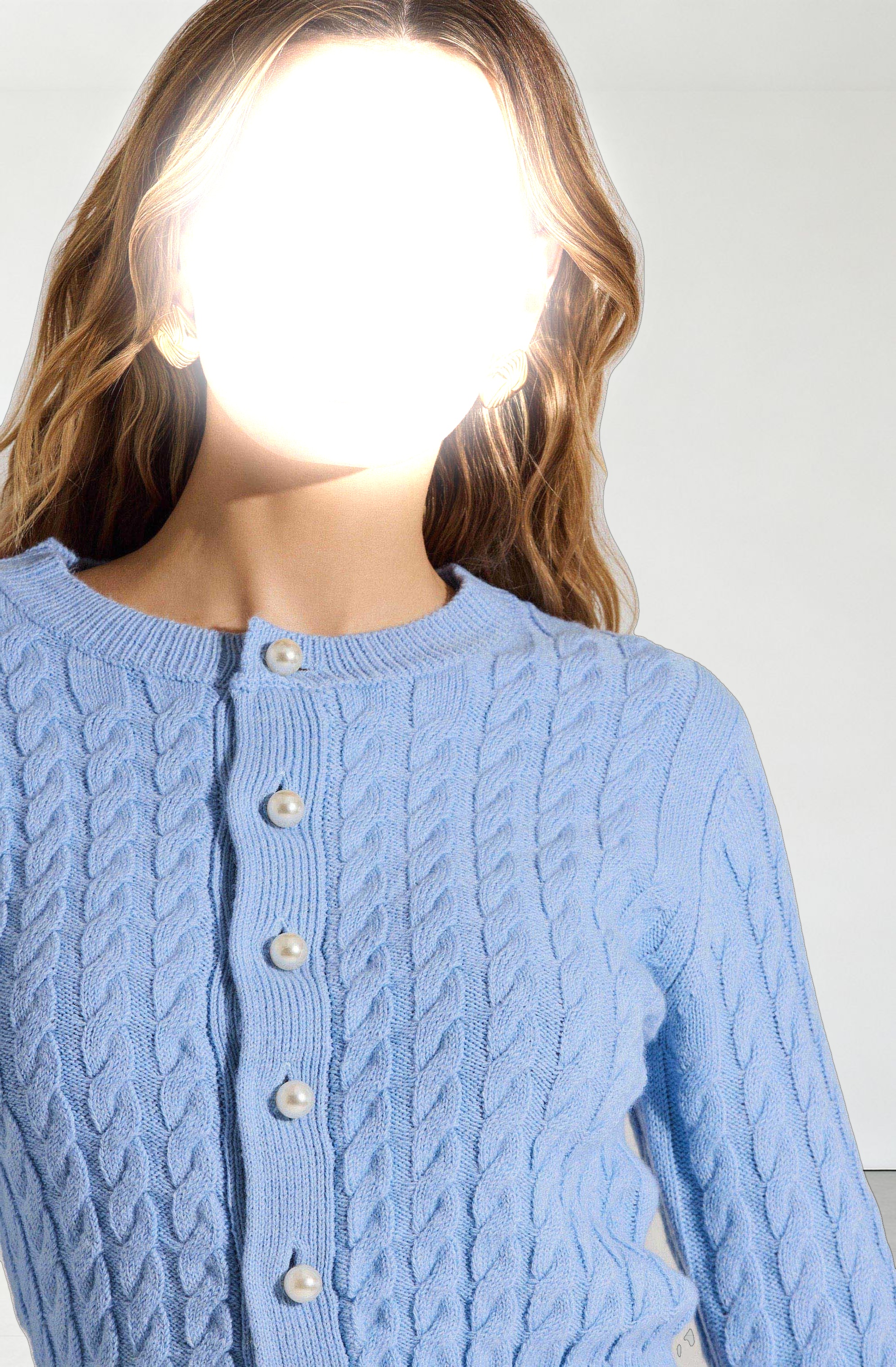 Pearl Button Cable Knit Cardigan
