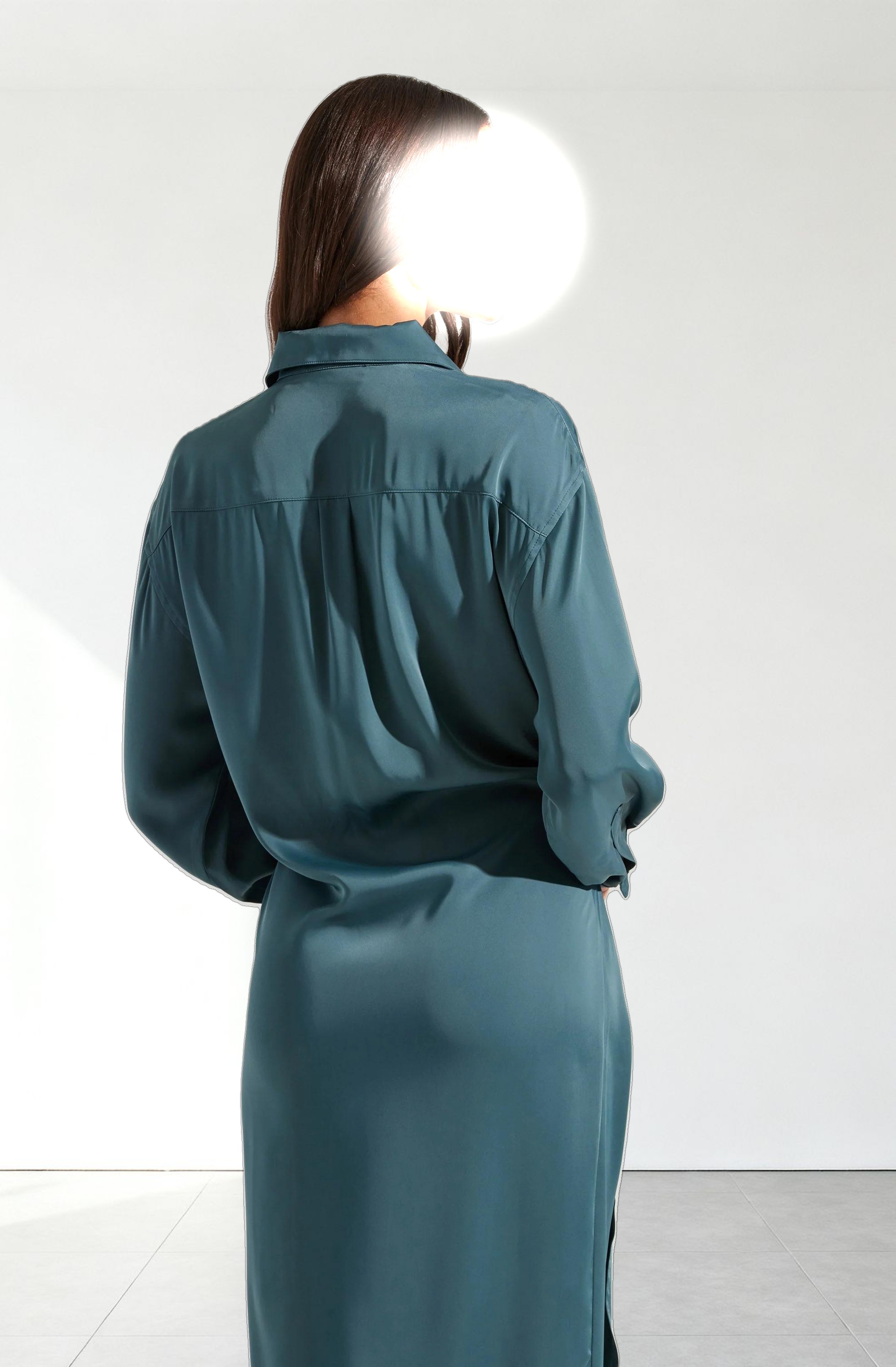 Ira Satin Wrap Shirt Dress