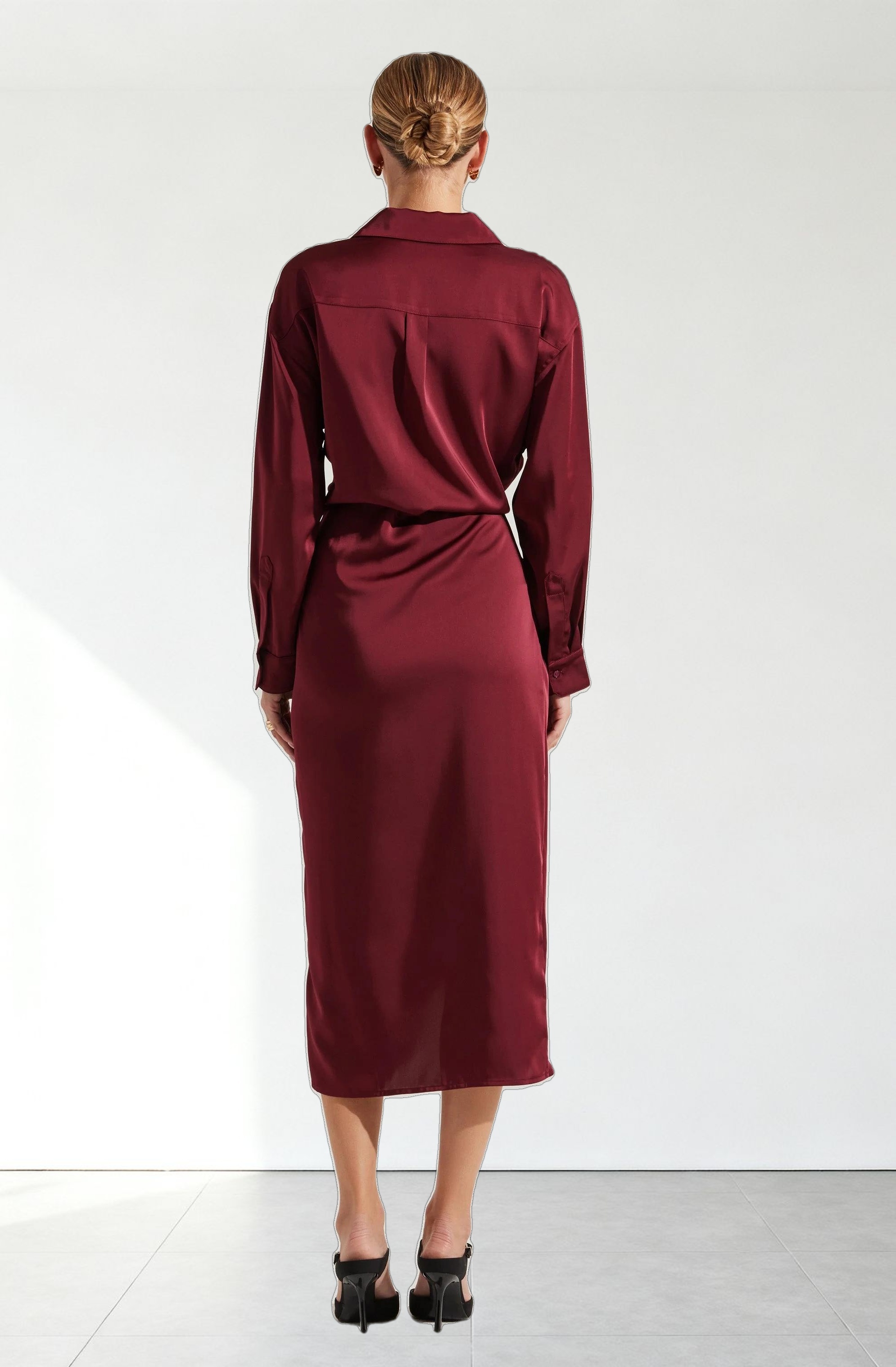 Ira Satin Wrap Shirt Dress