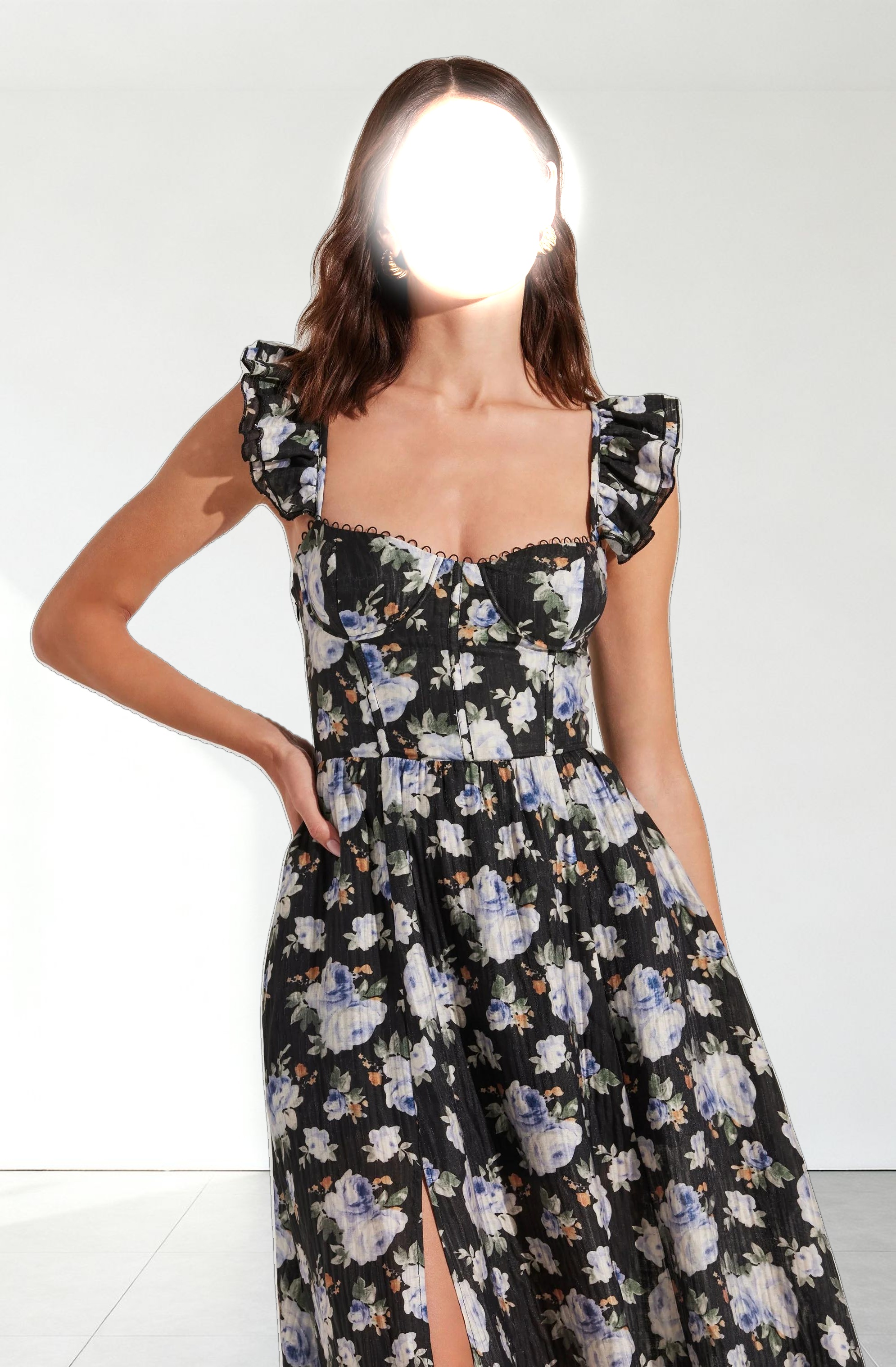 Wedelia Floral Bustier Midi Dress