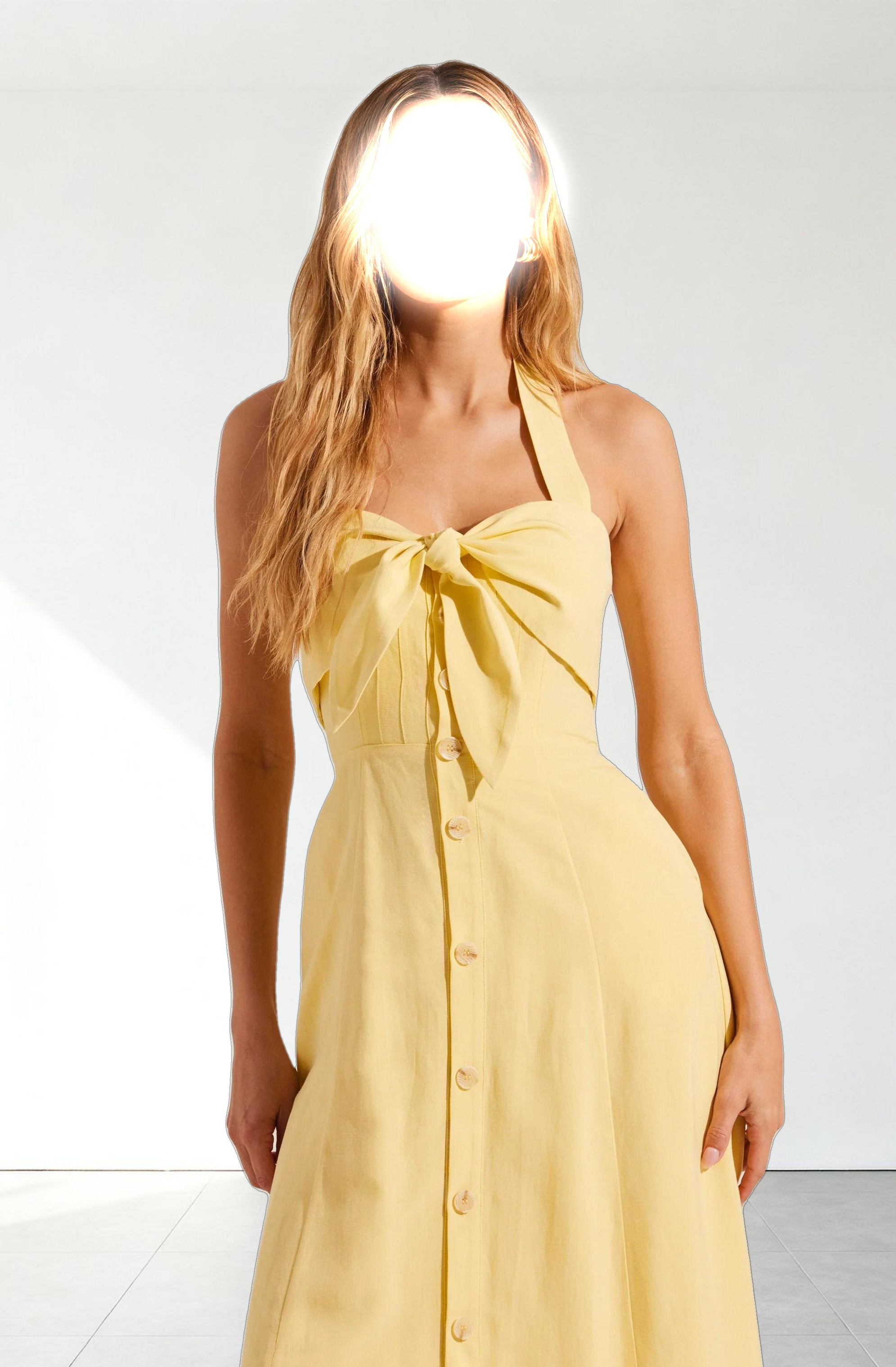 Katherine Linen-Blend Halter Dress