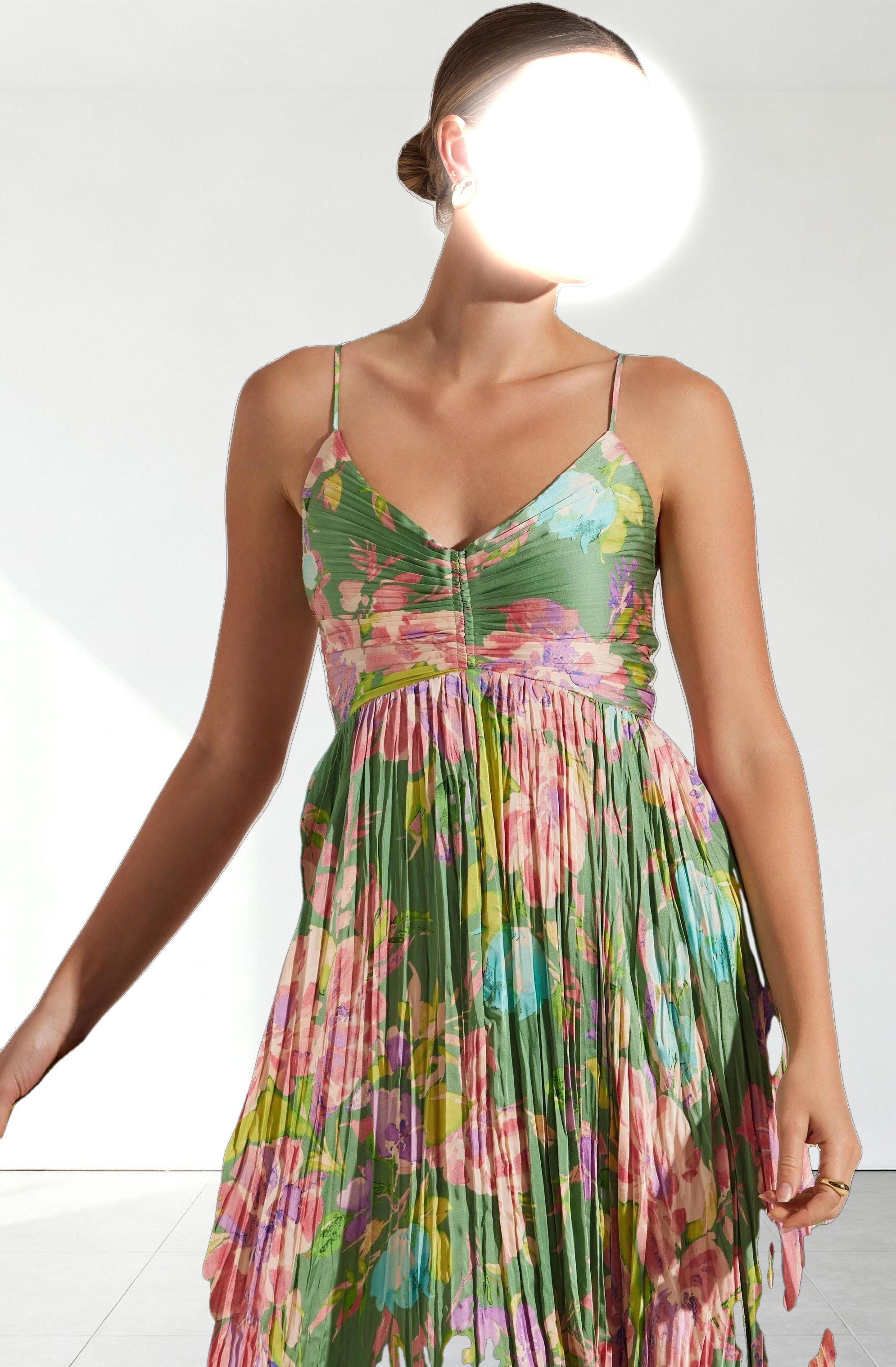 Maeve Printed Pleated Midi Dress