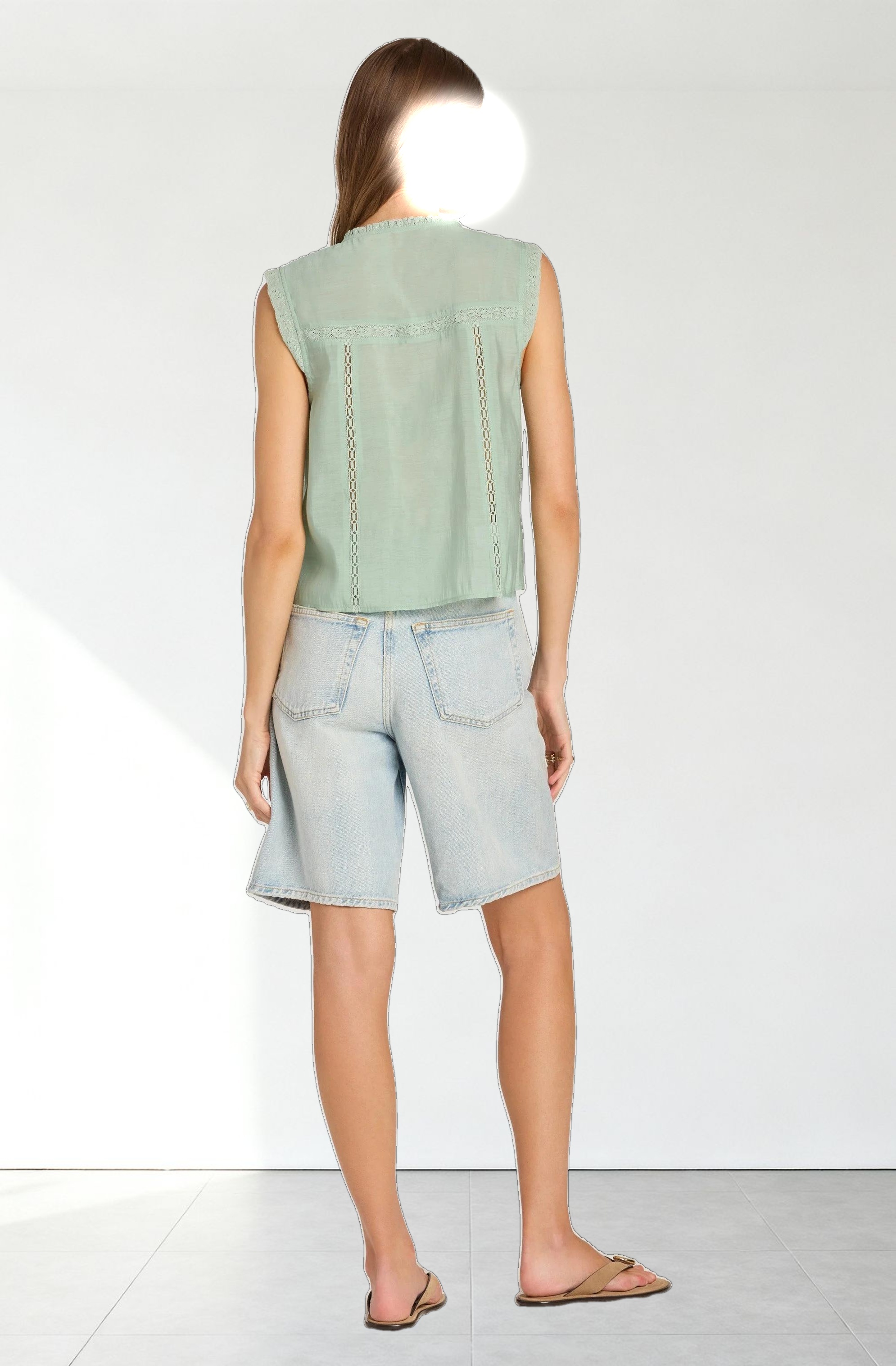 Lace Trim Tie-Front Top