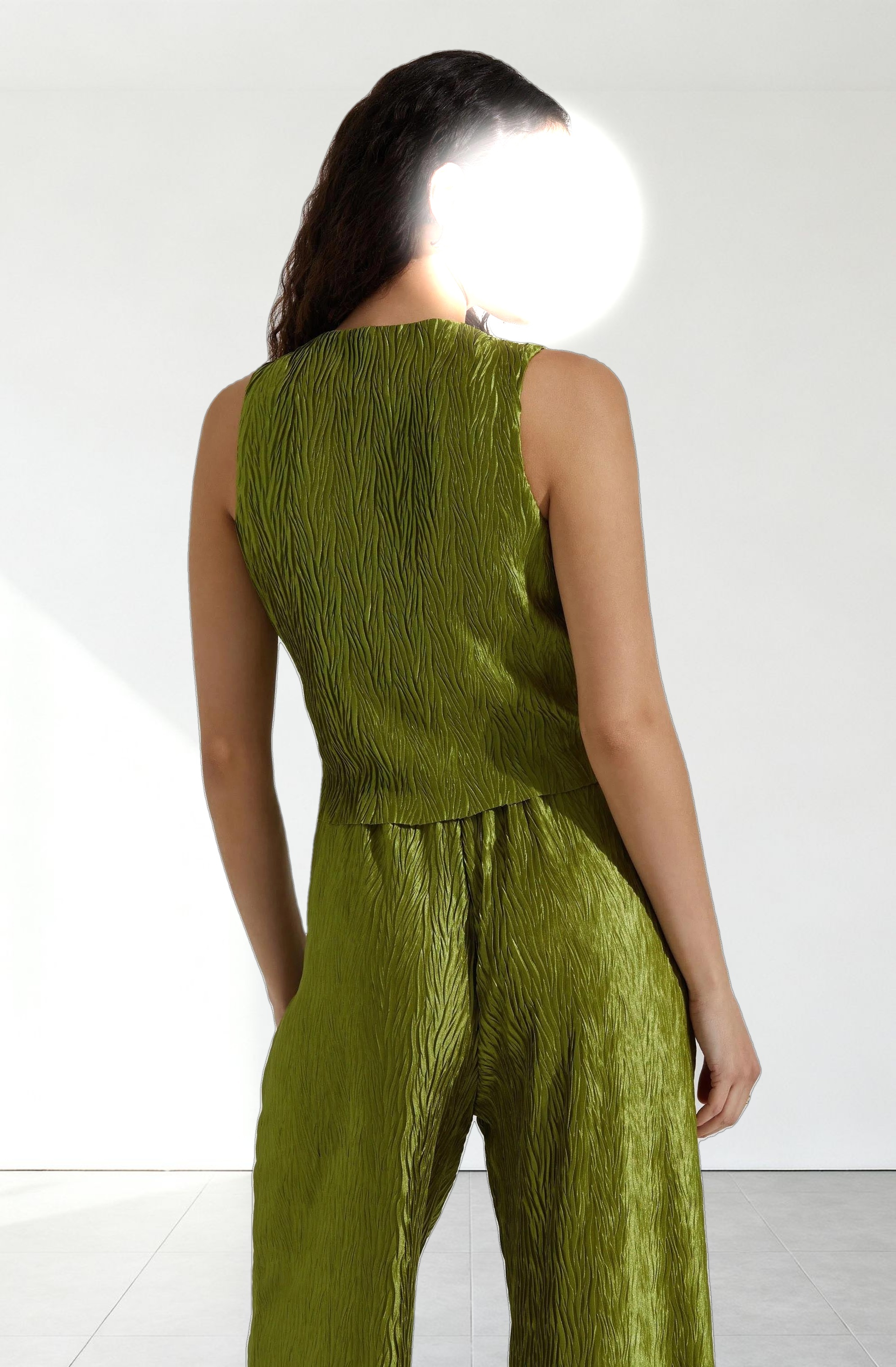 Button Up Plisse Vest