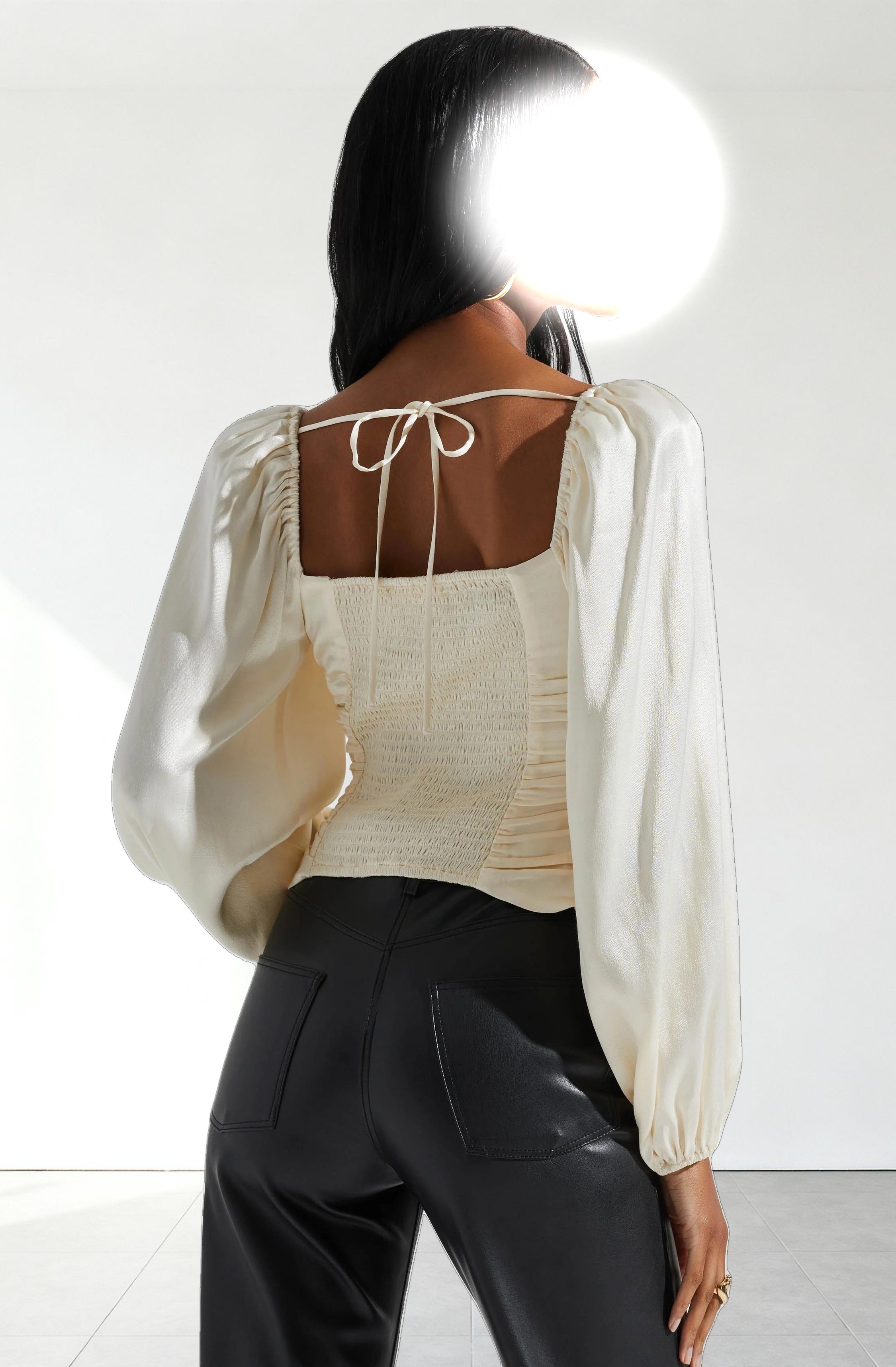 Yamuna Rhinestone Trim Long Sleeve Top