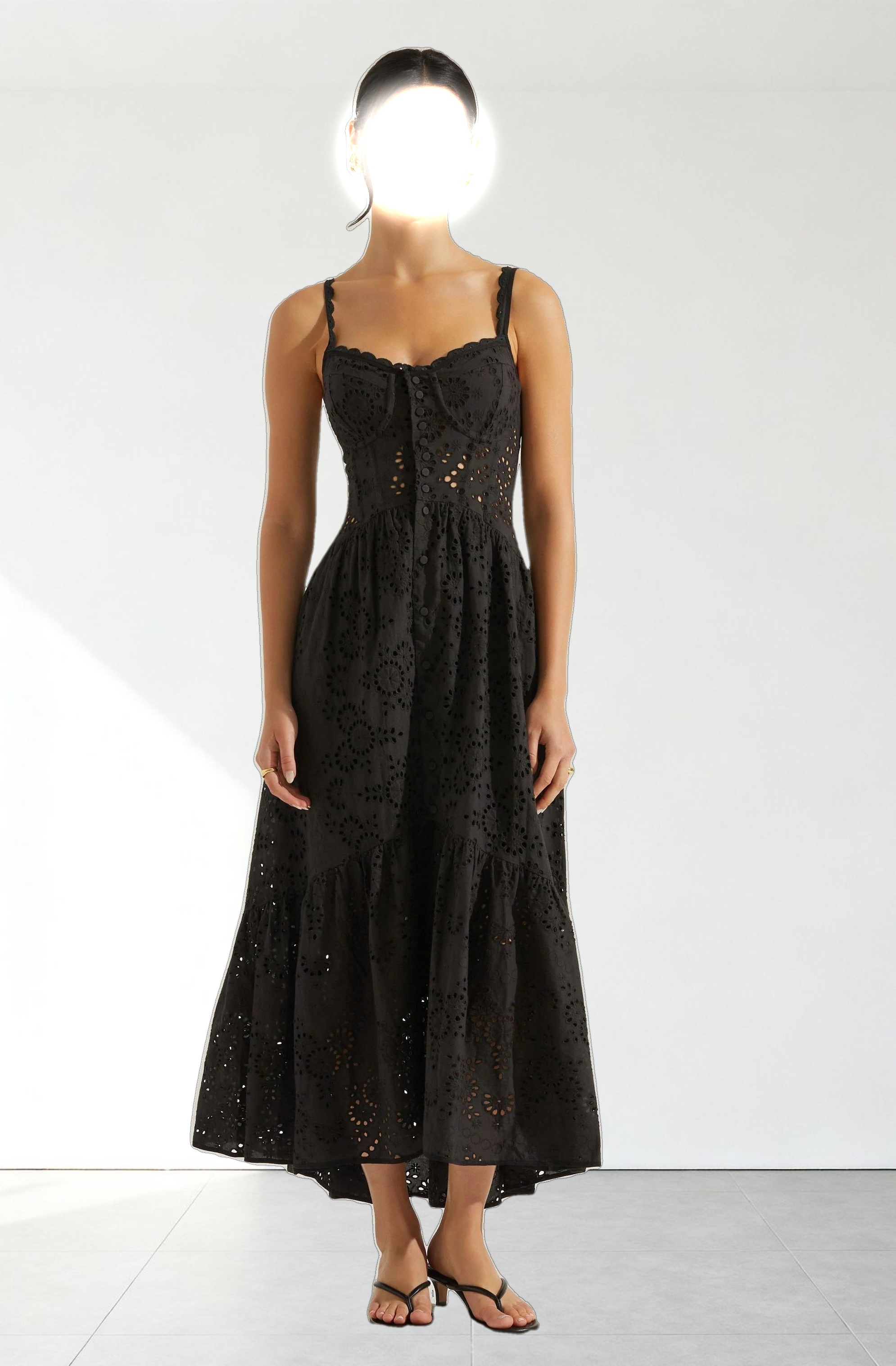 Yamila Eyelet Corset Midi Dress