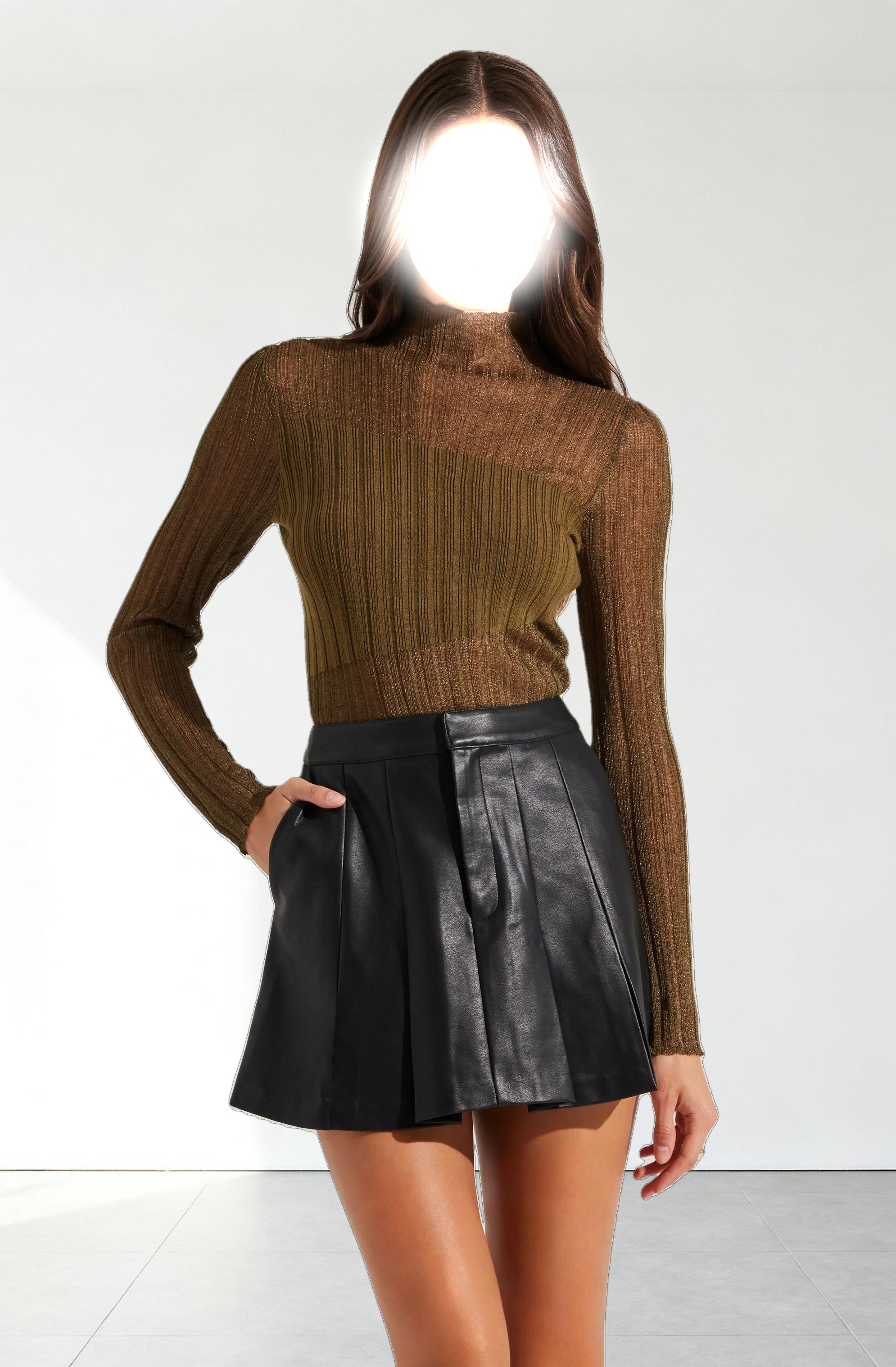 Mikita Faux Leather Pleated Skirt