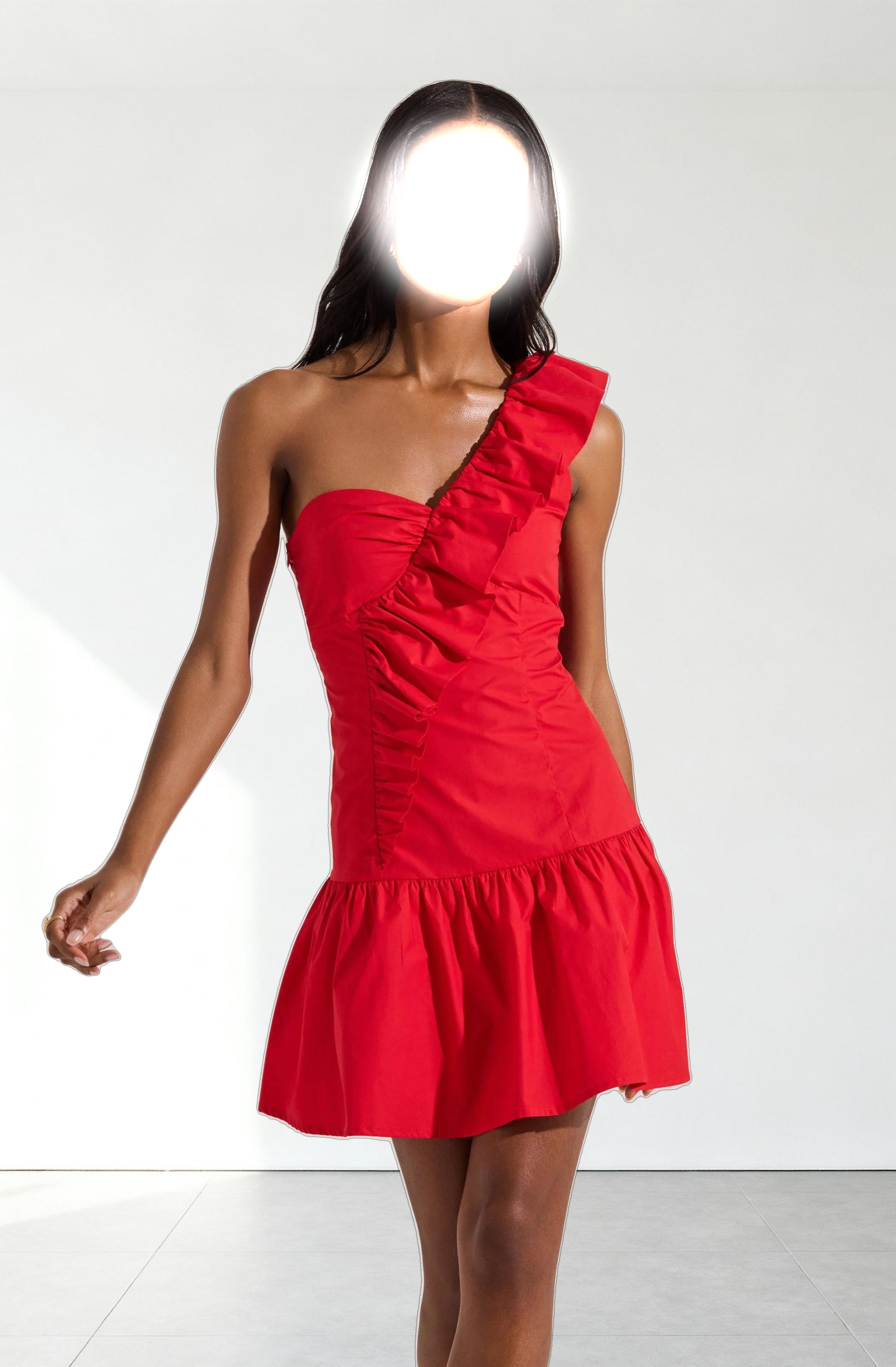 One Shoulder Ruffle Mini Dress