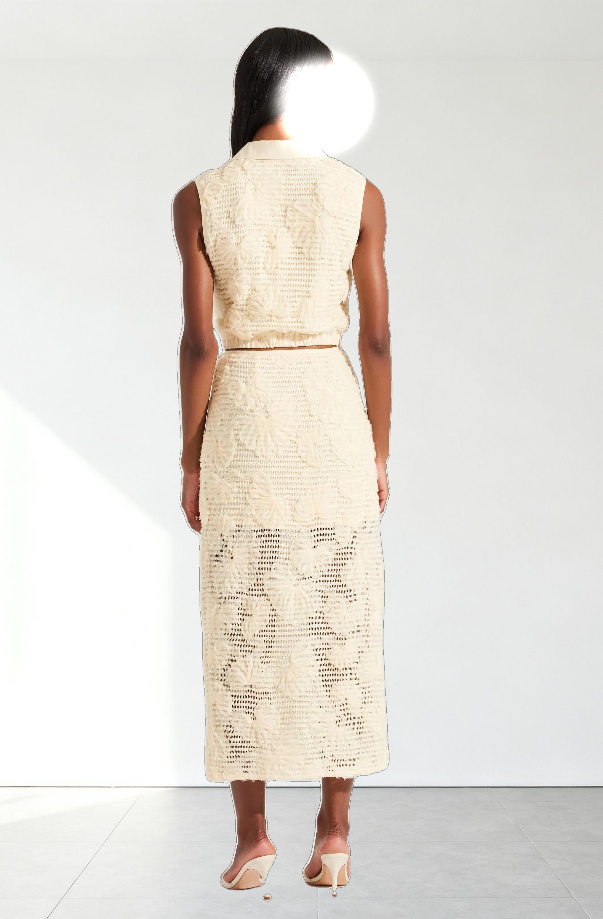 Sol Textured Floral Knit Midi Skirt