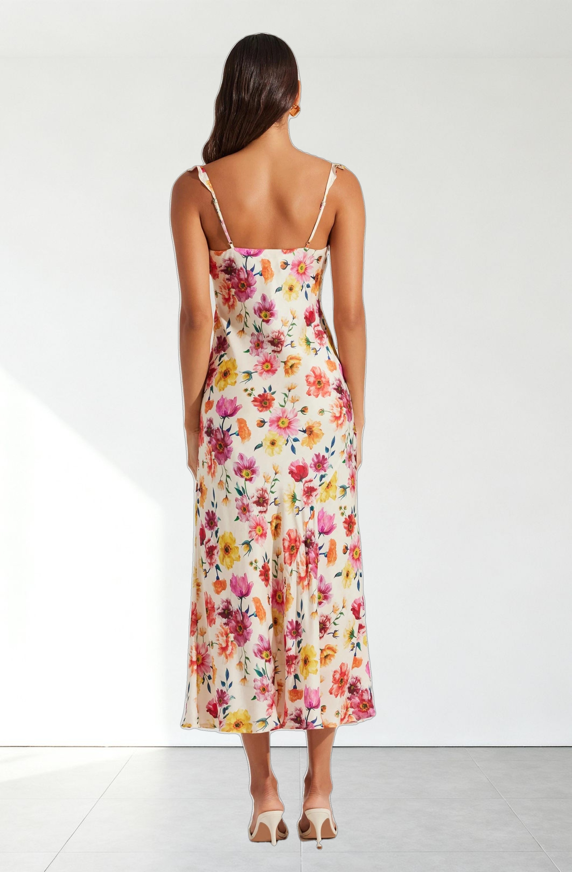 Zoie Floral Satin Ruffle Dress