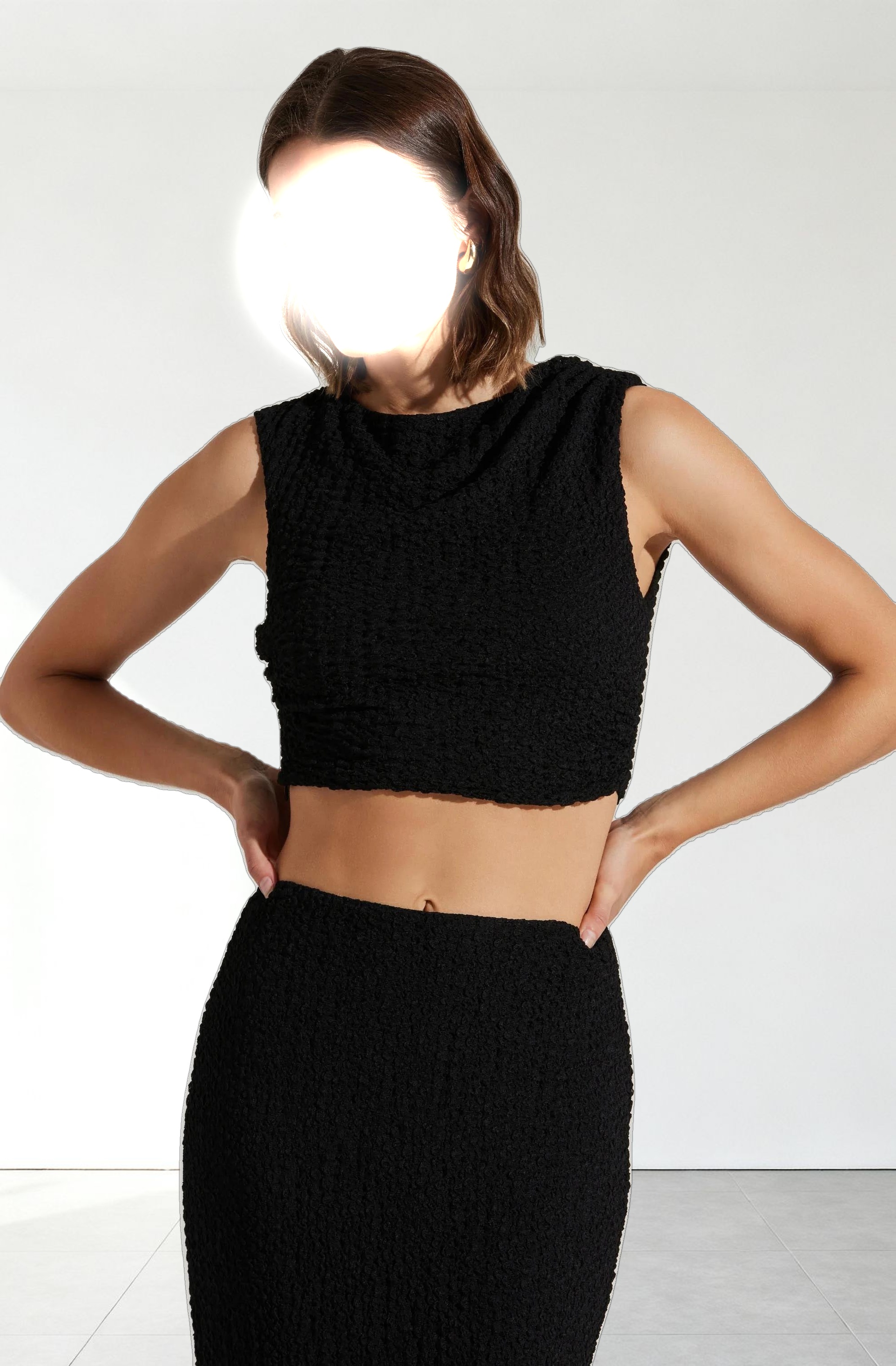 Keely Textured Sleeveless Crop Top
