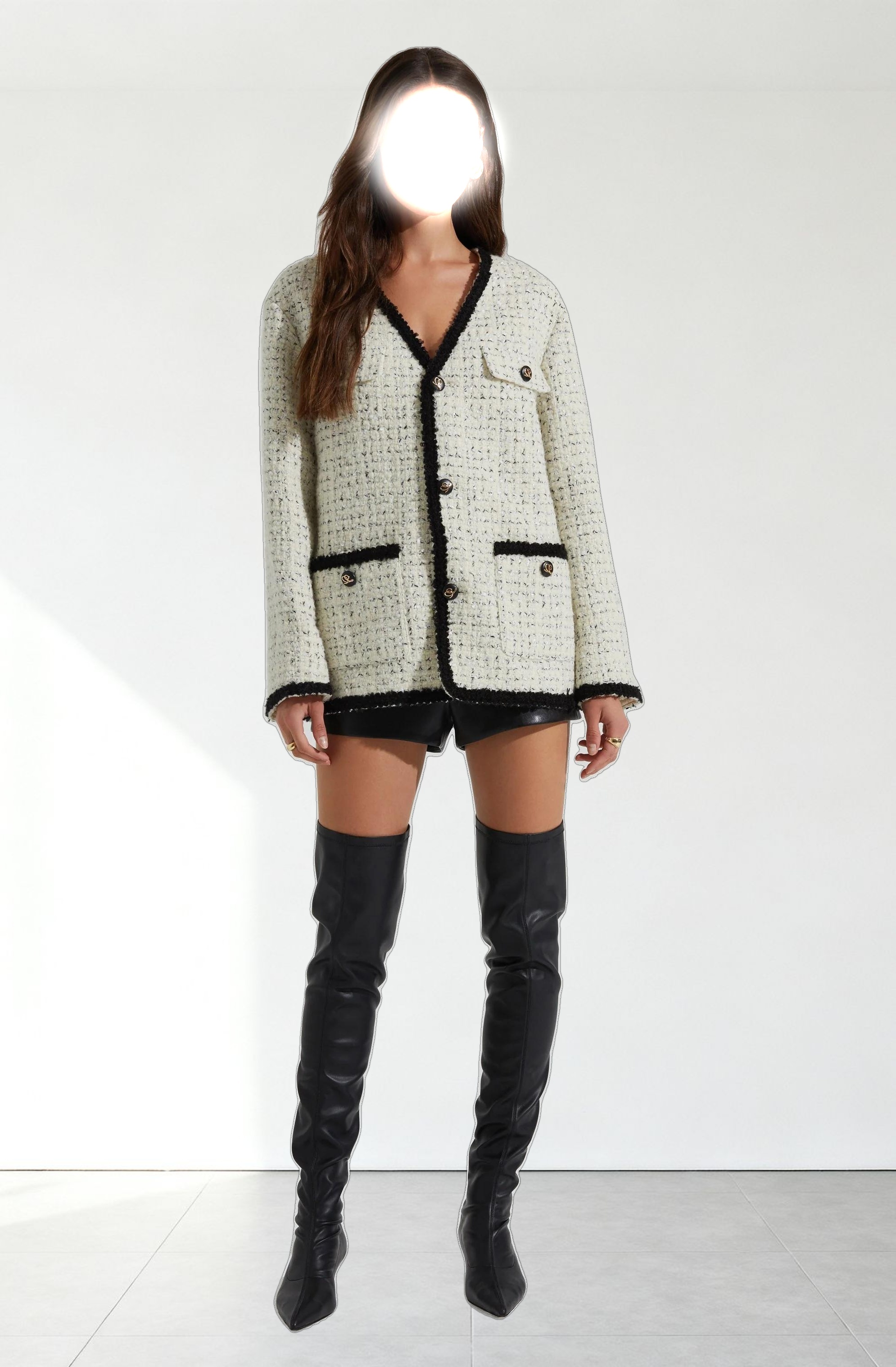 Editha Contrast Tweed Coat