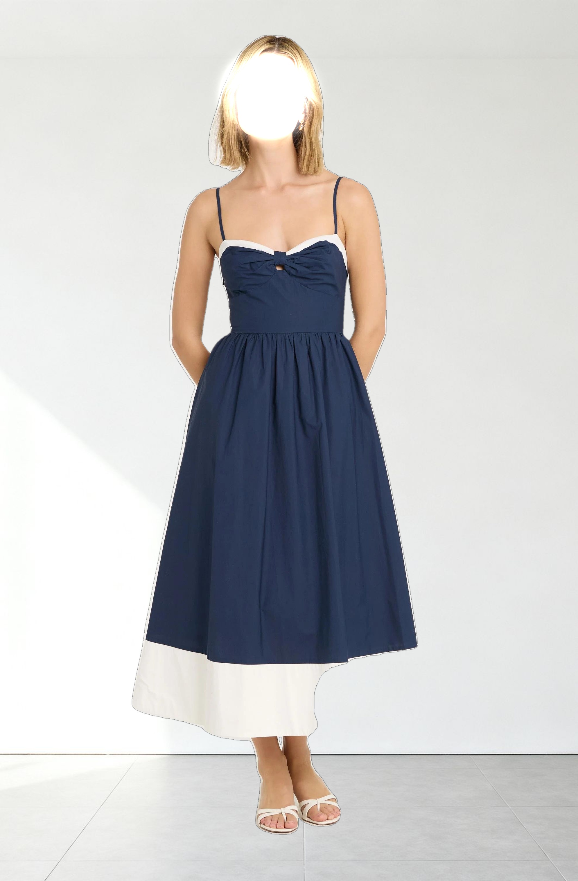 Contrast Sweetheart Midi Dress