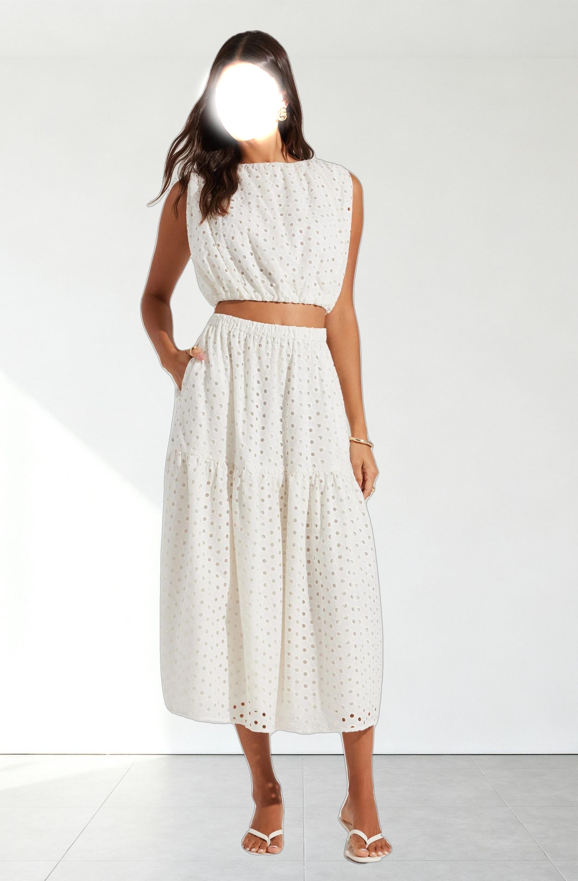 Nalley Eyelet Midi Skirt