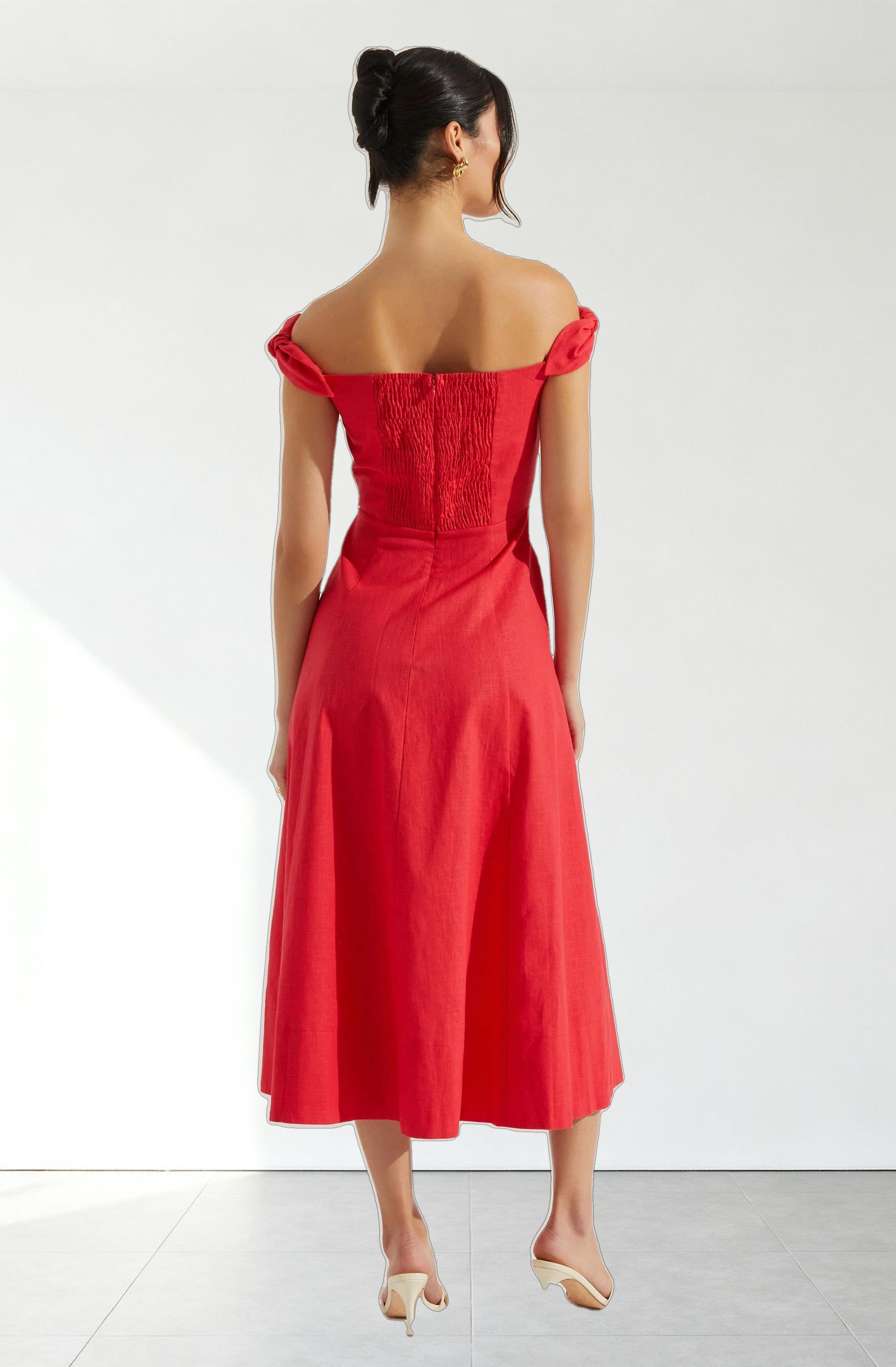 Charelin Linen Off Shoulder Dress