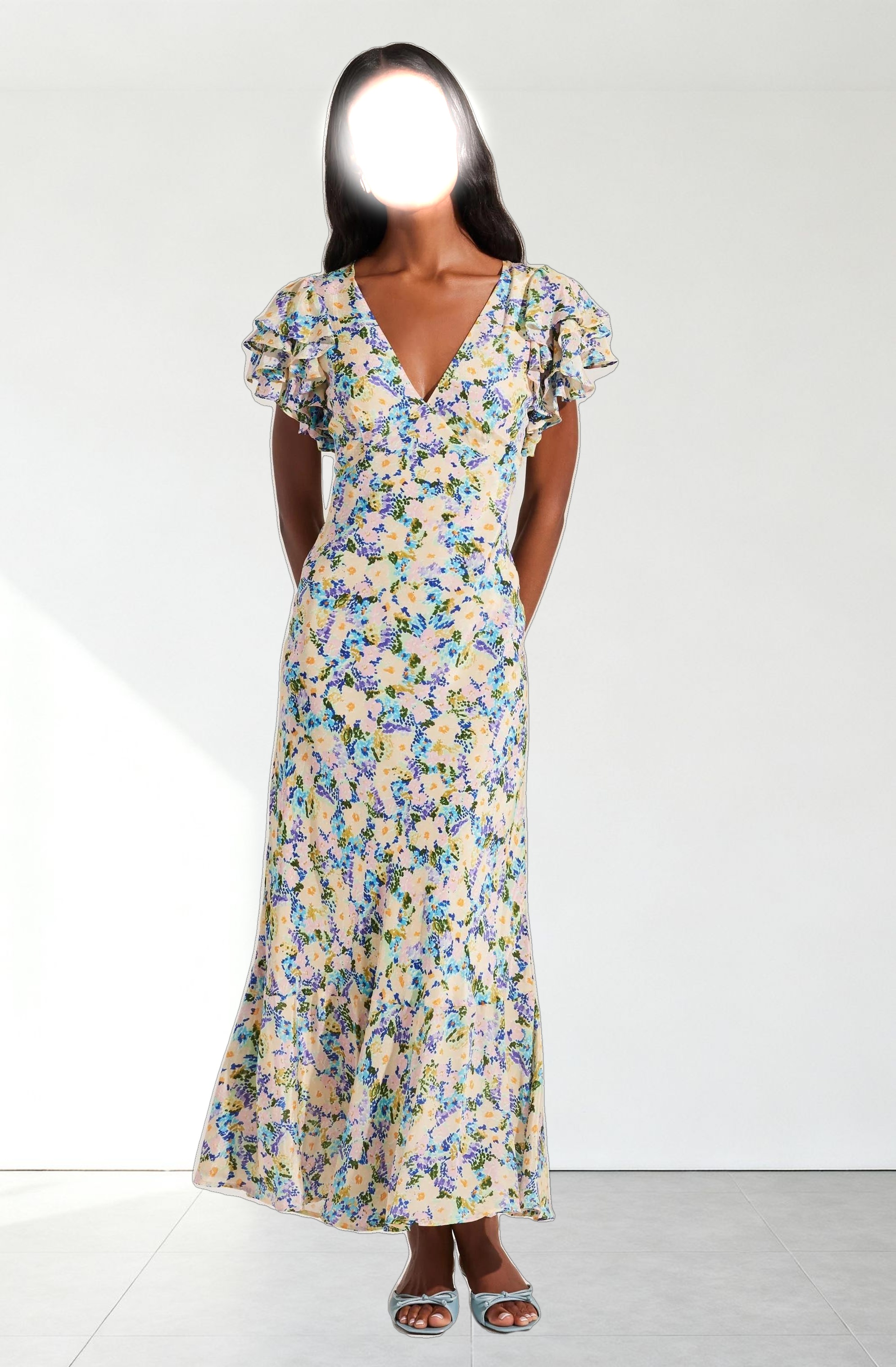 Celestine Floral Flutter Sleeve Midi Dress