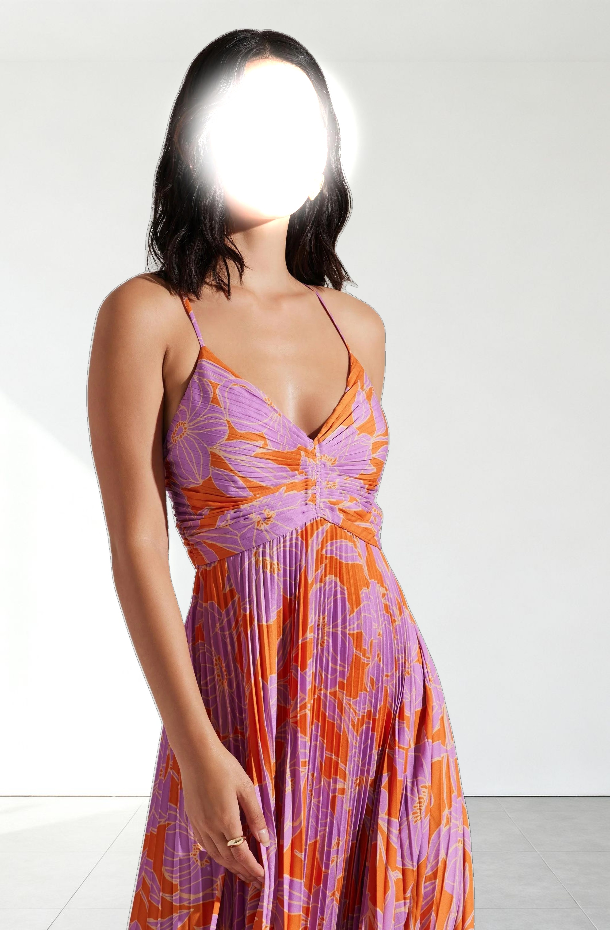 Blythe Floral Plisse Midi Dress