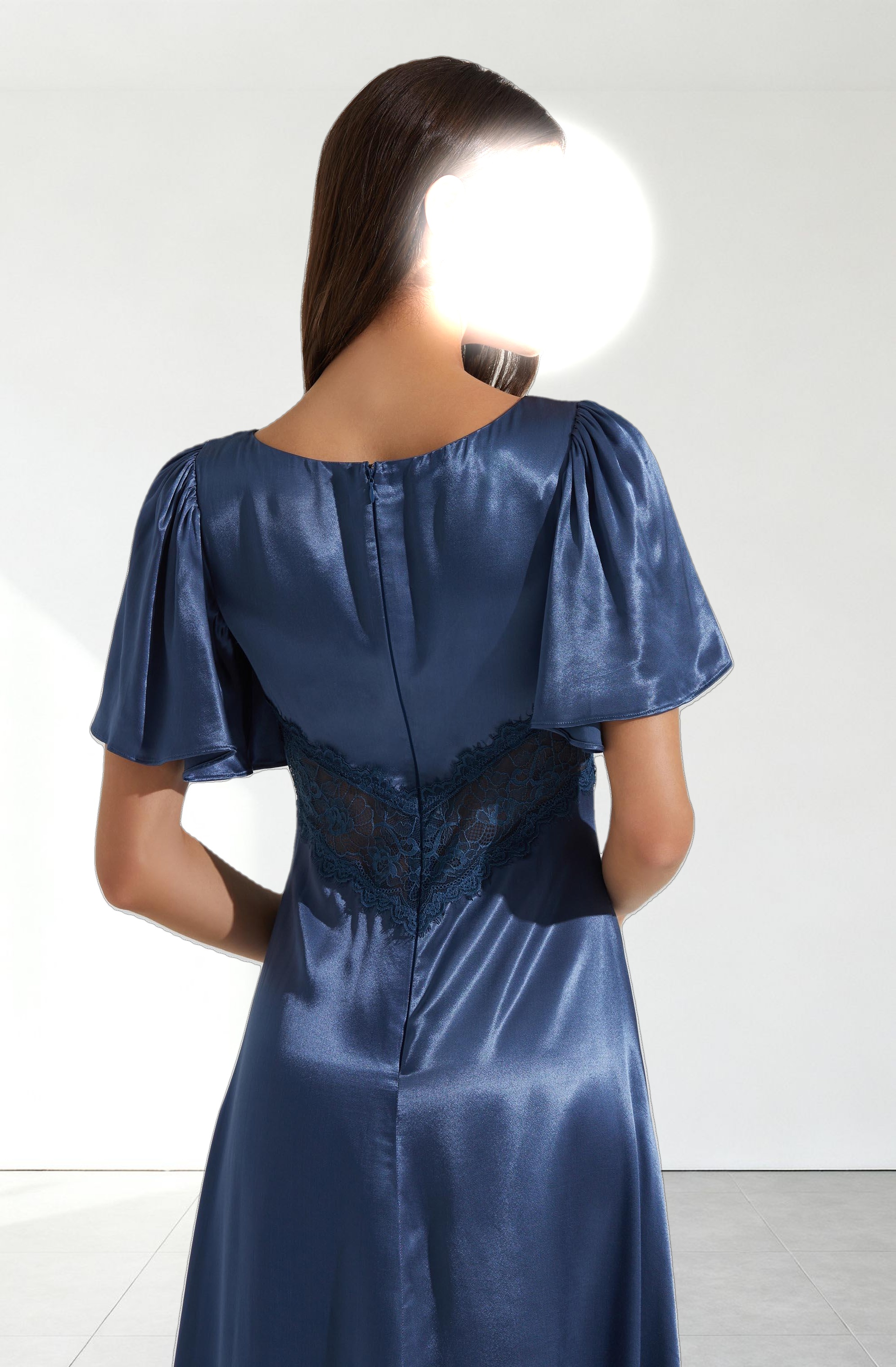 Aurelia Satin V-Neck Midi Dress