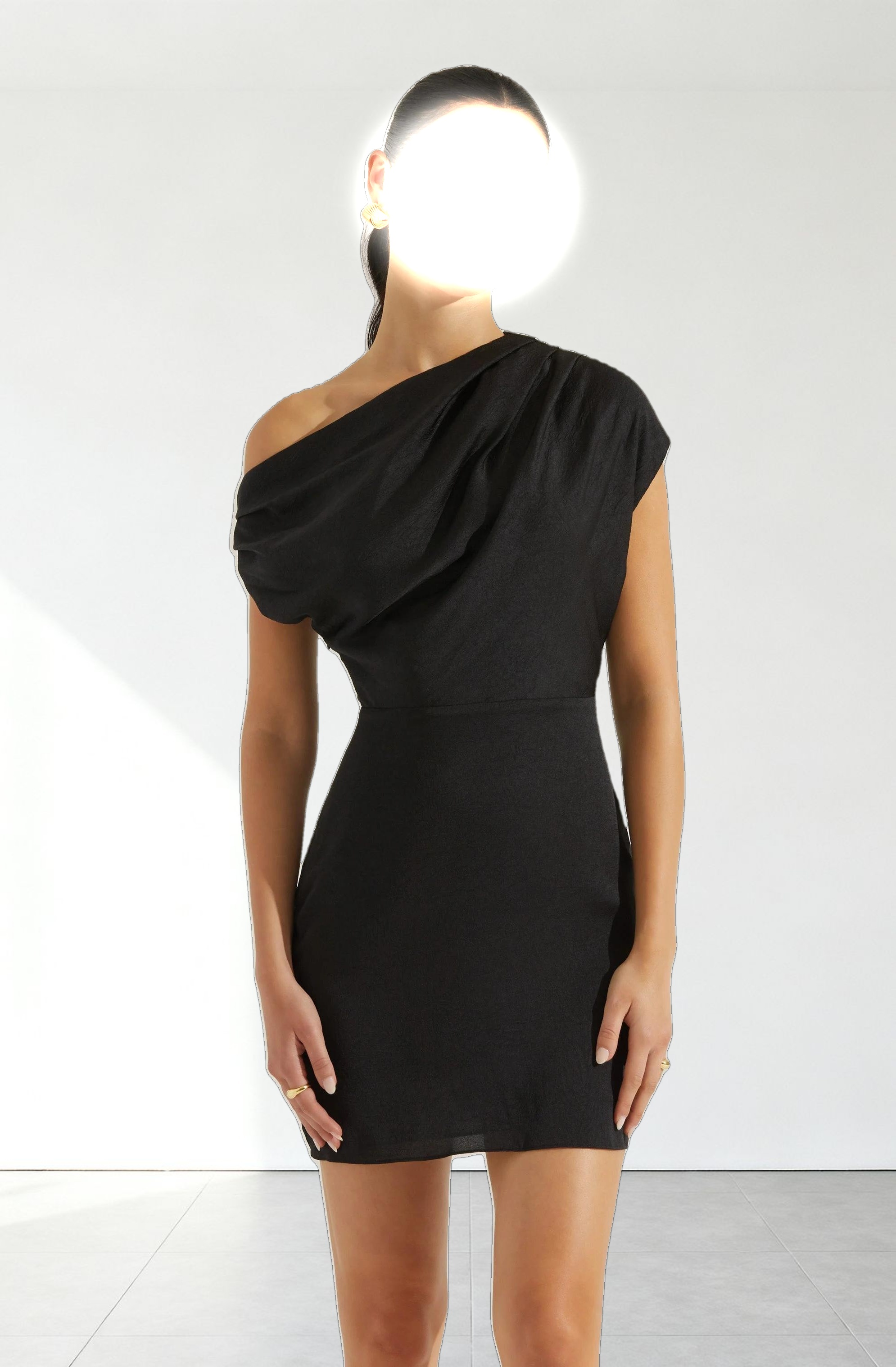 Draped Off Shoulder Mini Dress