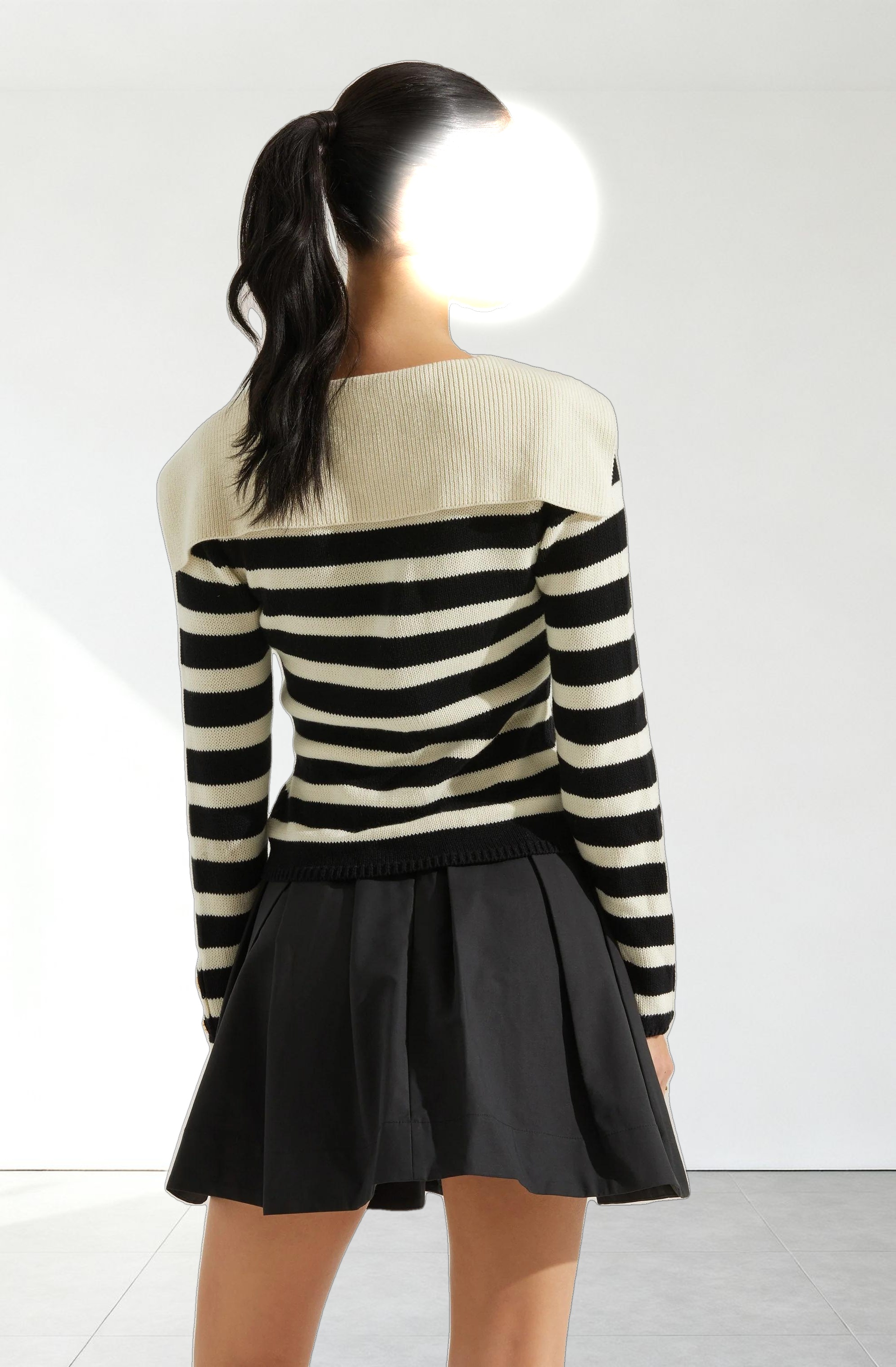 Analissa Stripe Sailor Collar Cardigan