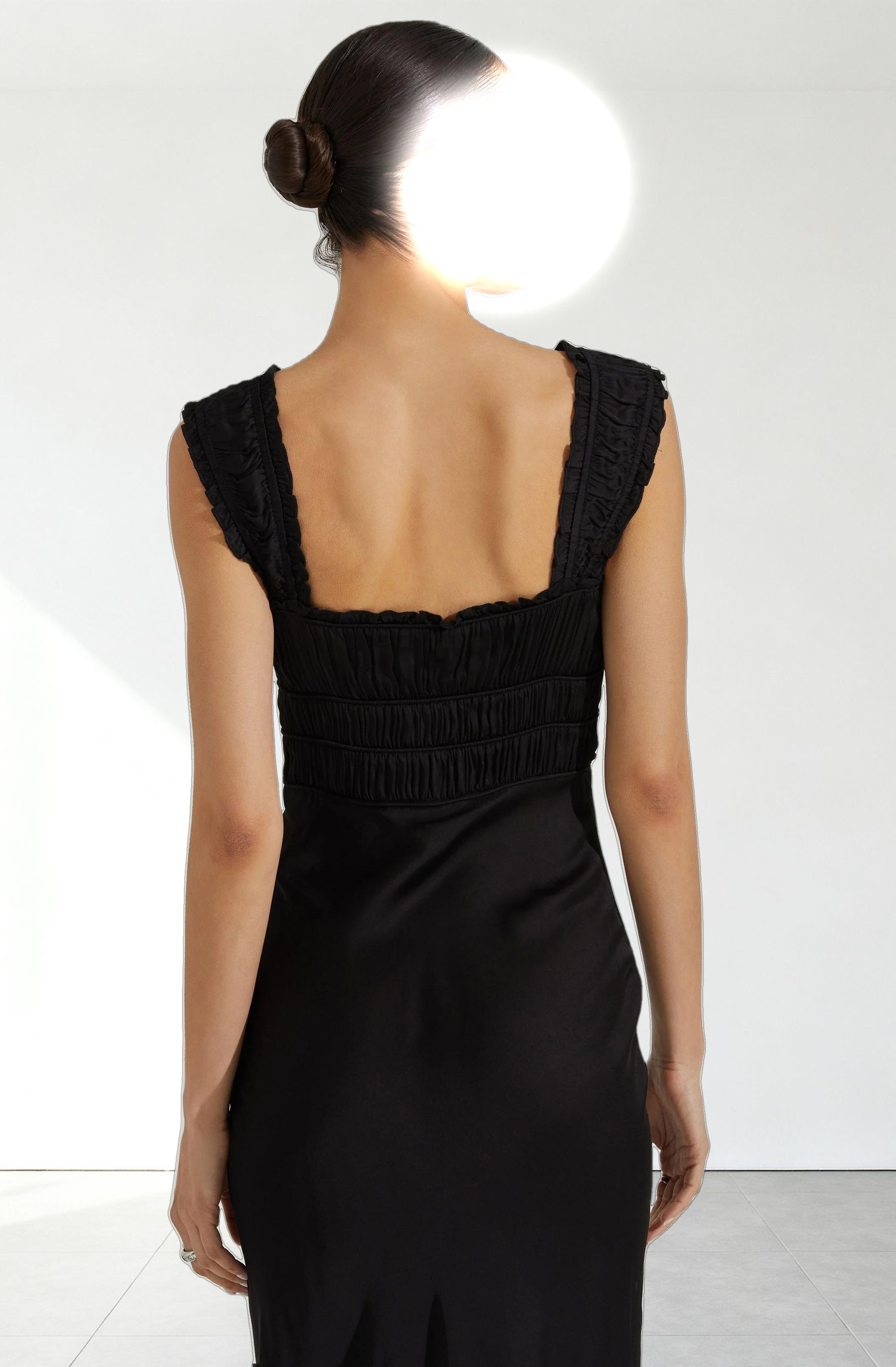 Enola Satin Smocked Midi Dress