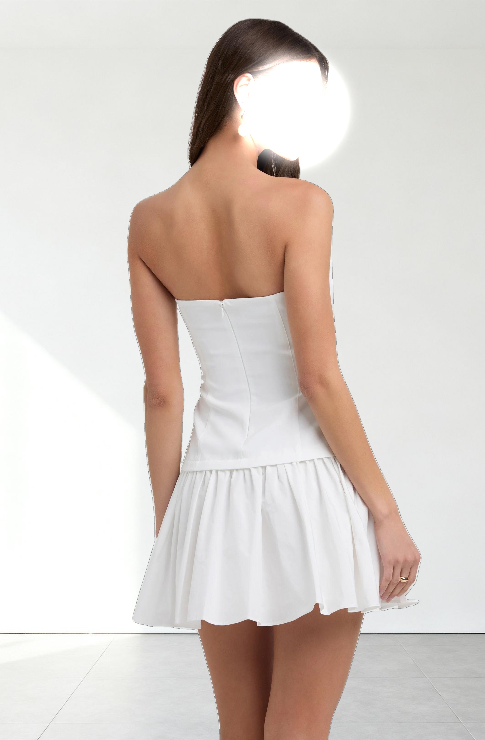 Strapless Drop Waist Mini Dress