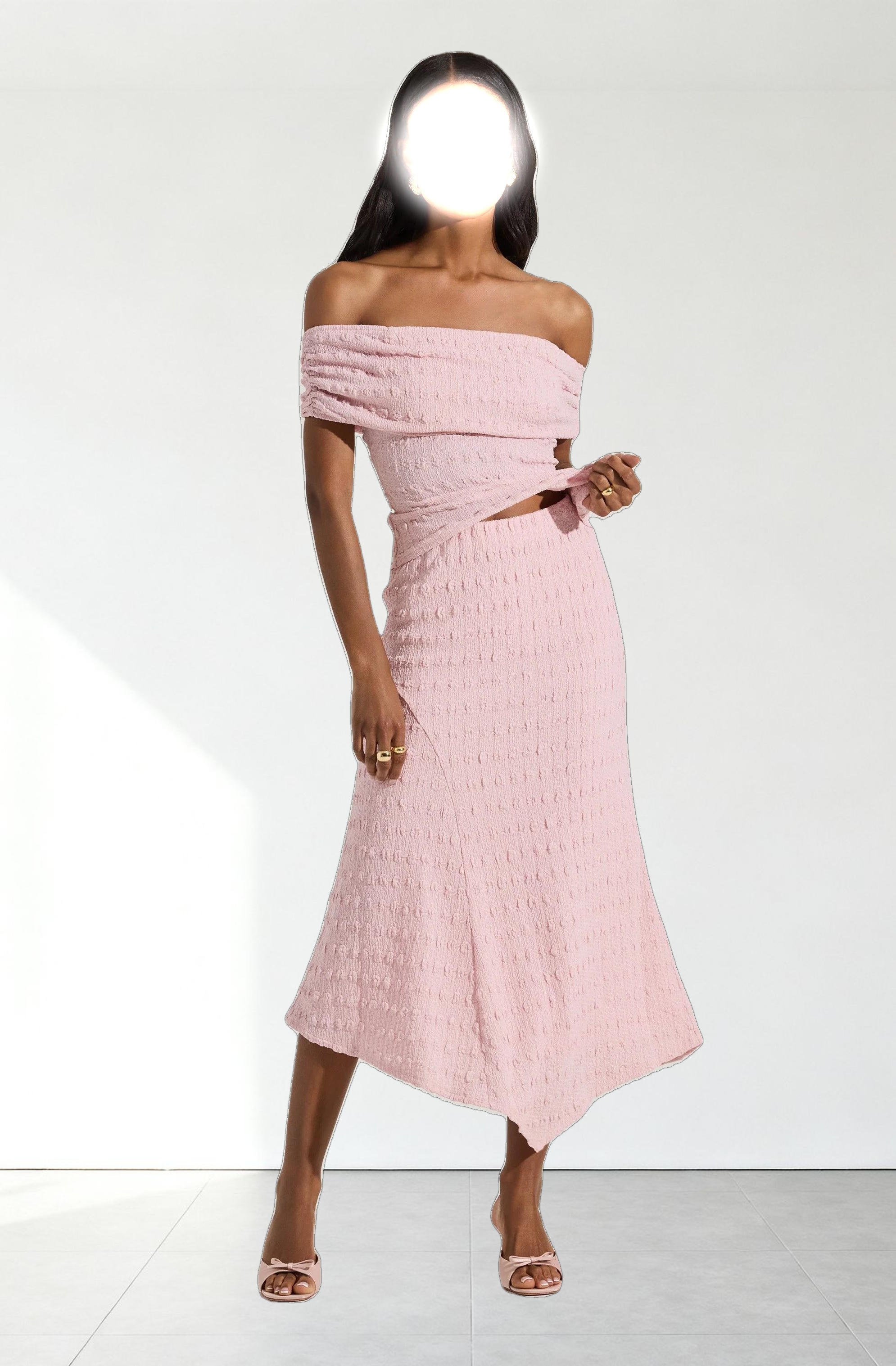 Textured Asymmetric Knit Skirt