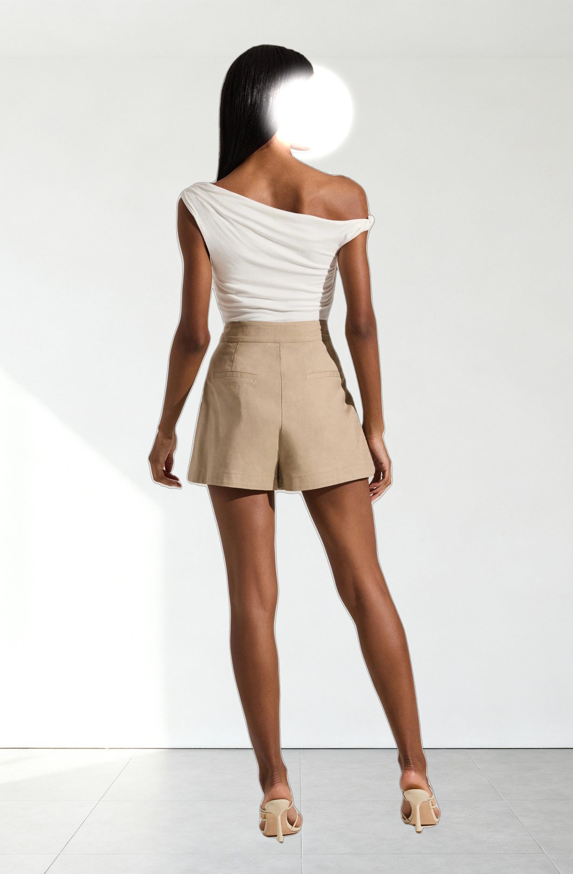 Asymmetric Linen Shorts