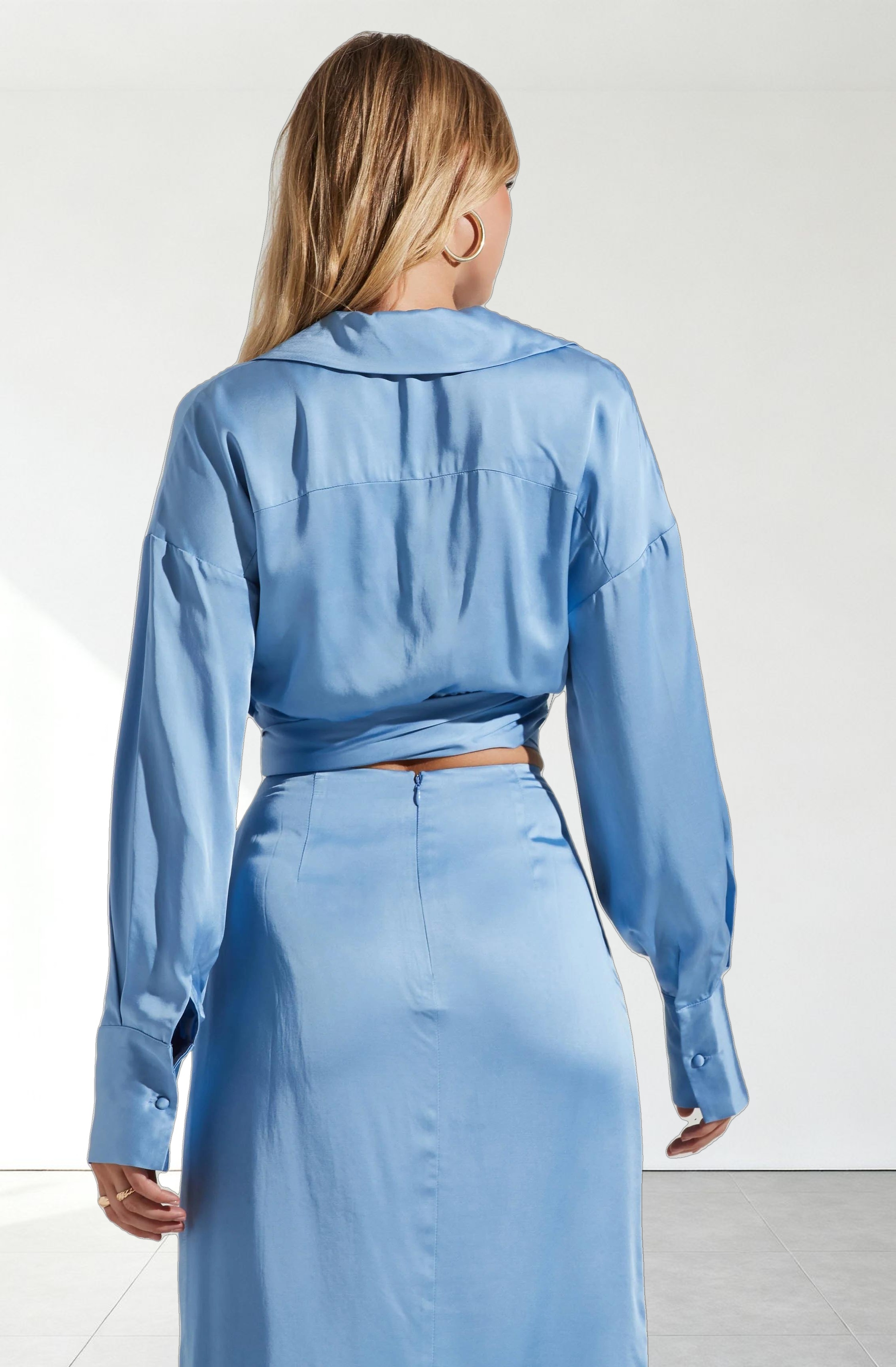 Loretta Satin Cropped Tie Waist Top