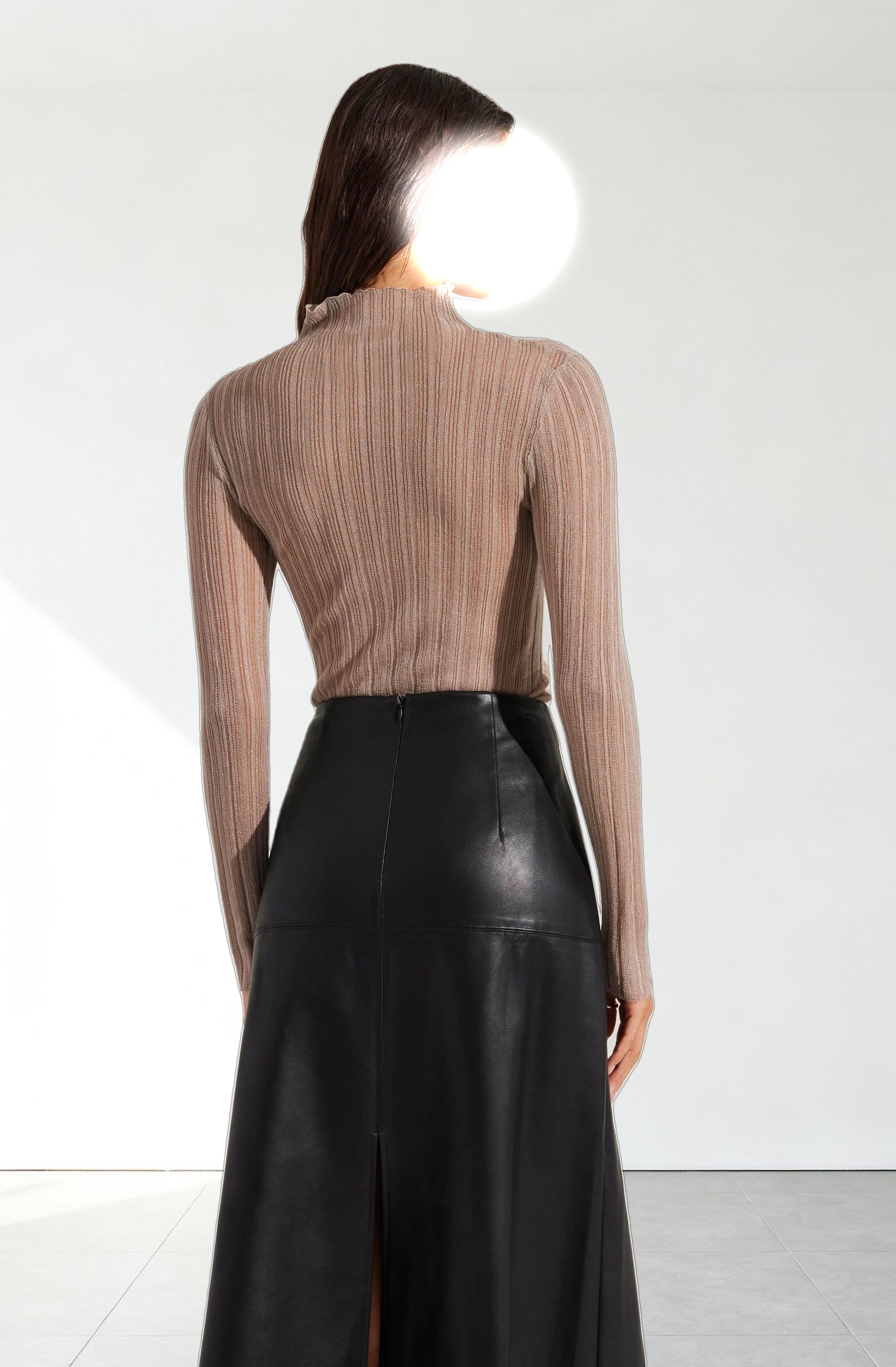 Mock Neck Mesh Contrast Top