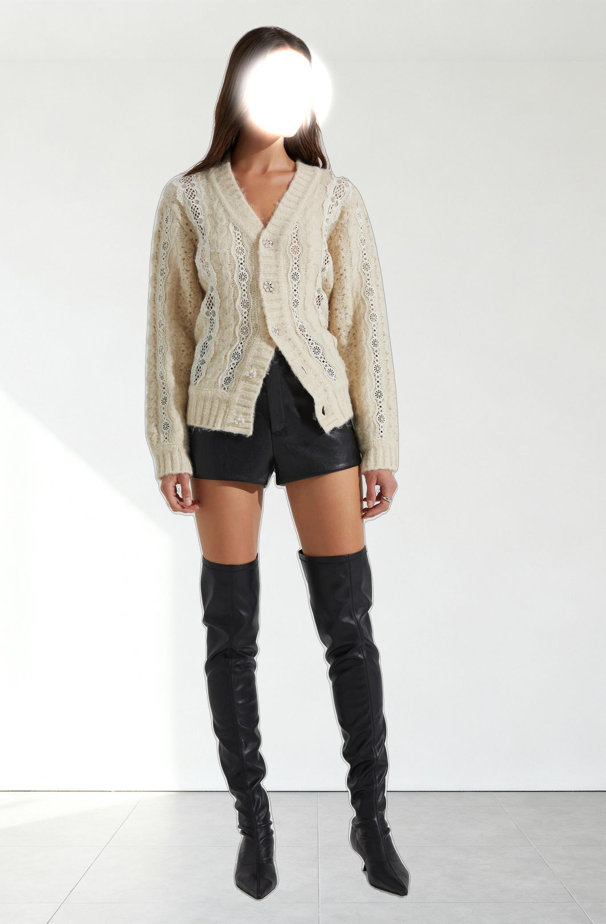 Nesmarie Lace Embellished Cardigan