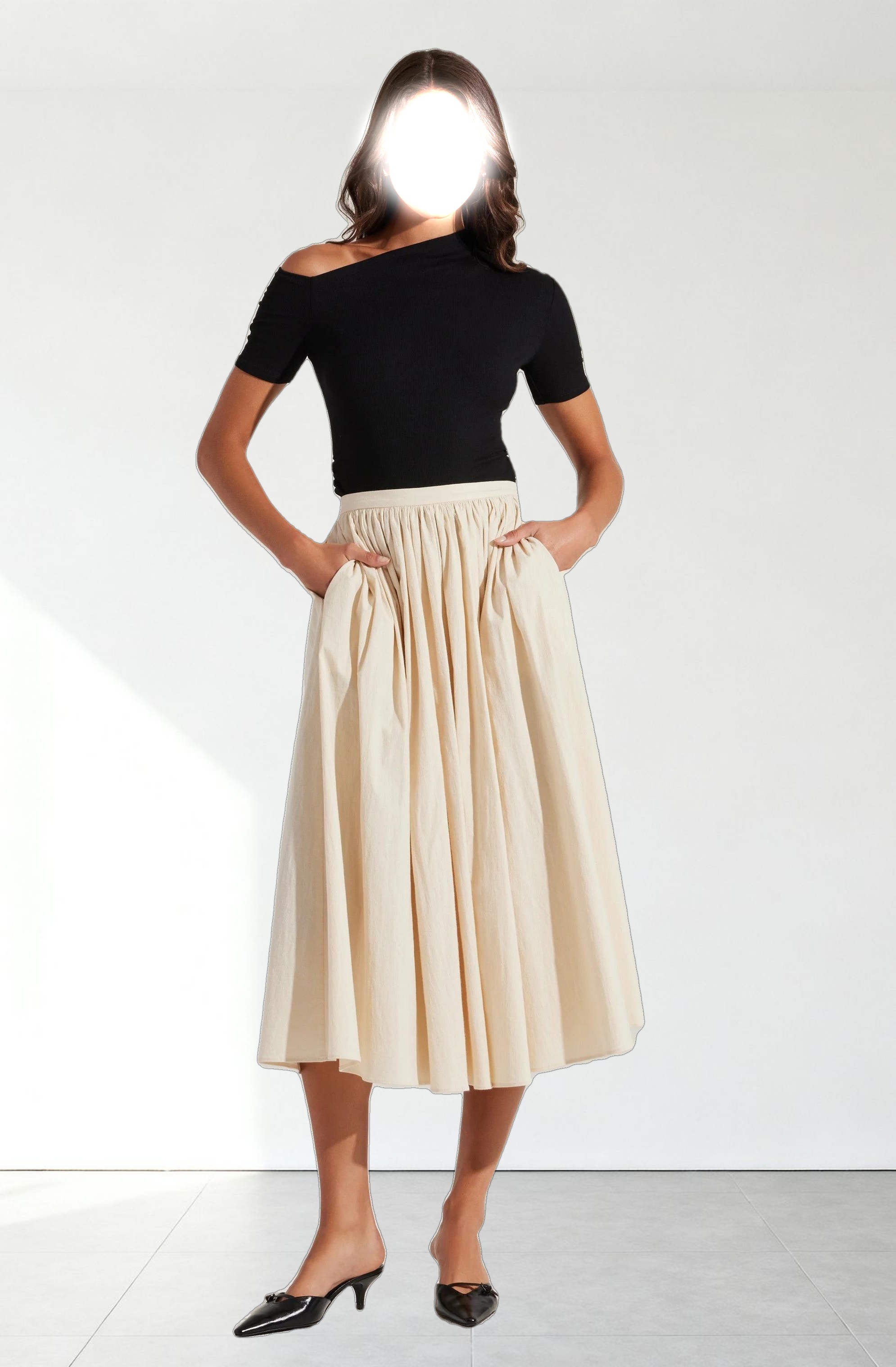 Ash Ribbed Off Shoulder Top