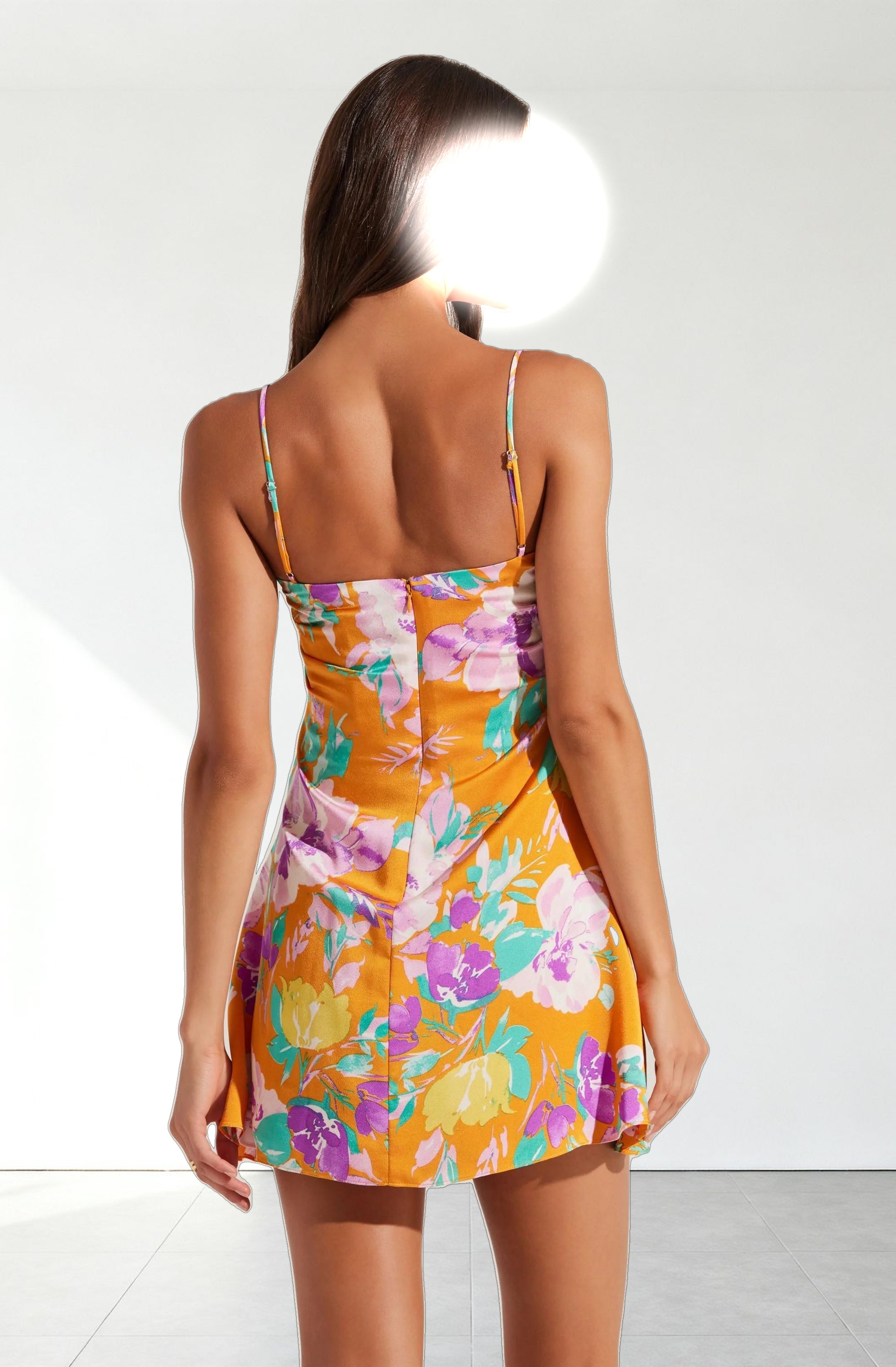 Cerinthe Satin Floral Mini Dress