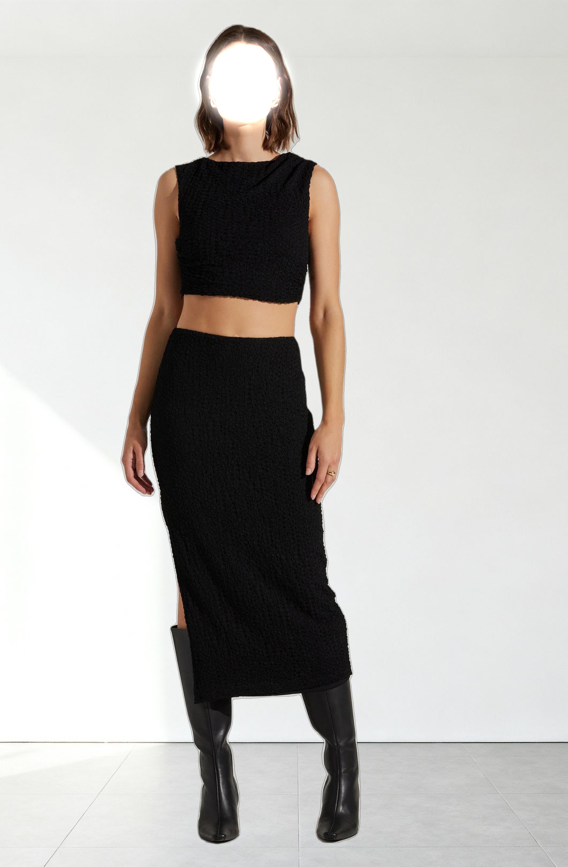 Keely Textured Sleeveless Crop Top