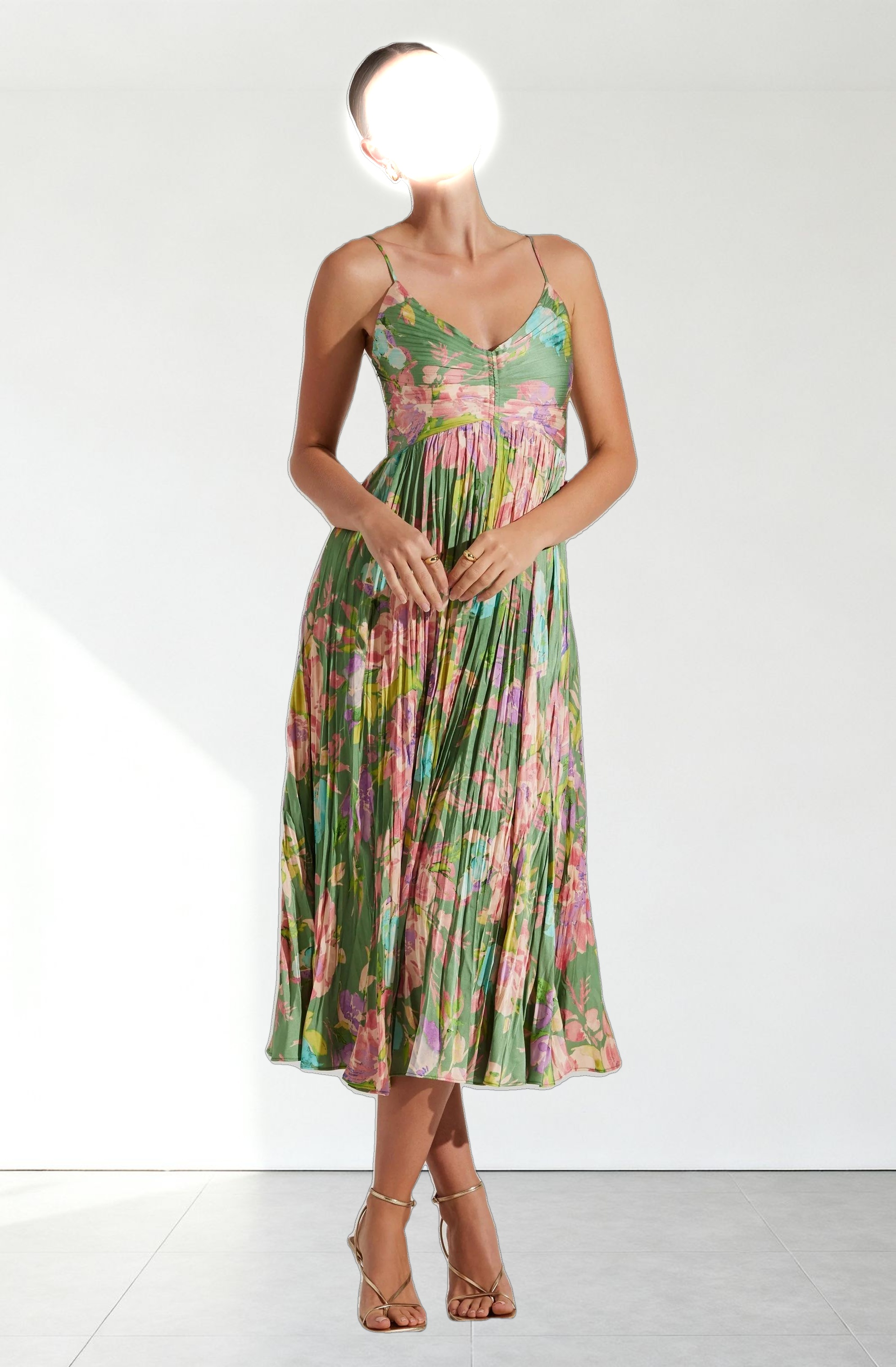 Maeve Printed Pleated Midi Dress